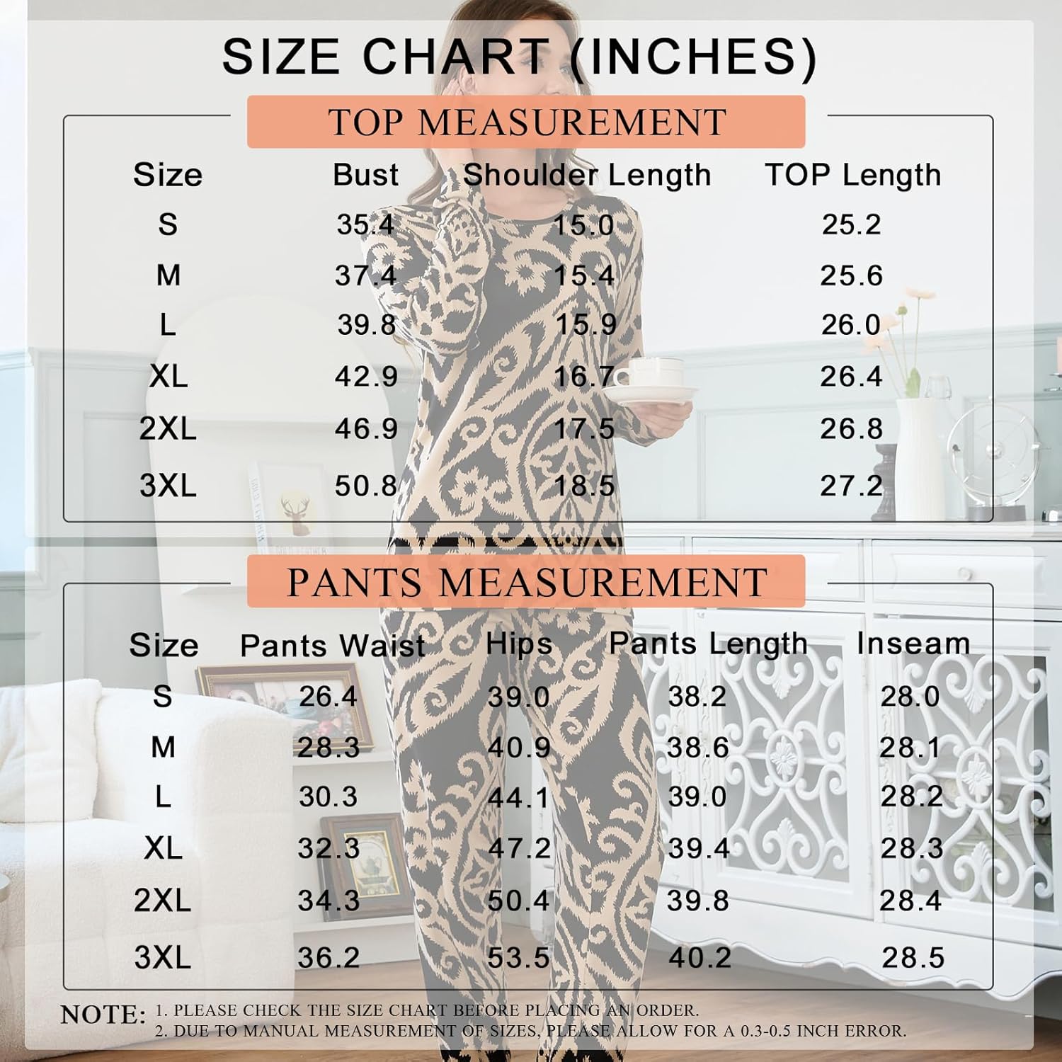syoss Womens Pajama Set Long Sleeve Sleepwear Fall Round Neck Nightwear Soft Pjs 2 Piece Lounge Sets with Pockets - Image 6
