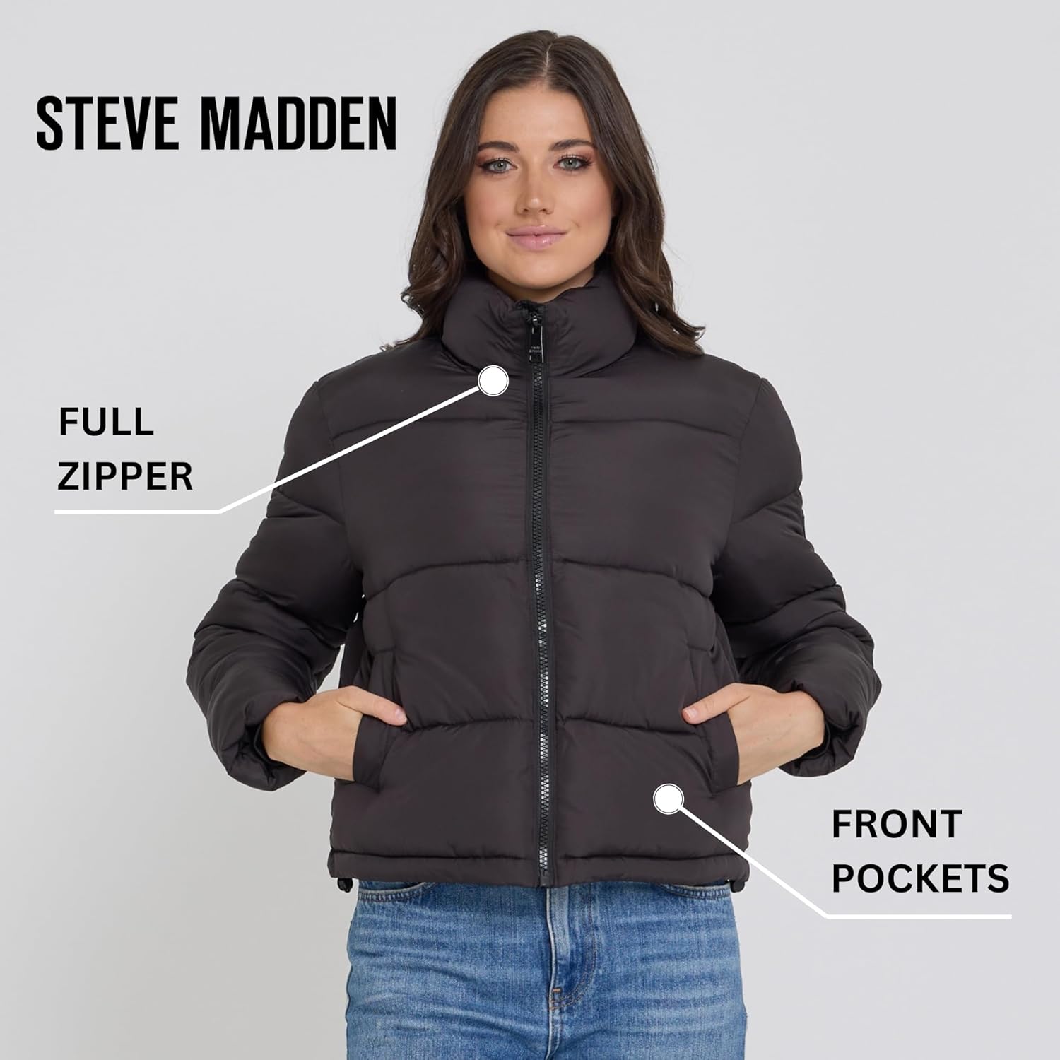 Steve Madden Cropped Puffer Jacket, Warm Winter Coats for Women, Trendy Cute Winter Jackets for Women - Image 7