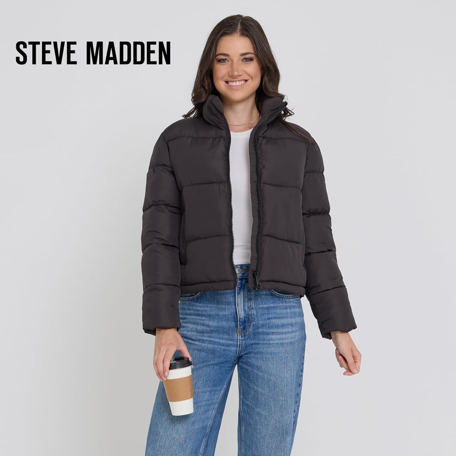 Steve Madden Cropped Puffer Jacket, Warm Winter Coats for Women, Trendy Cute Winter Jackets for Women - Image 9
