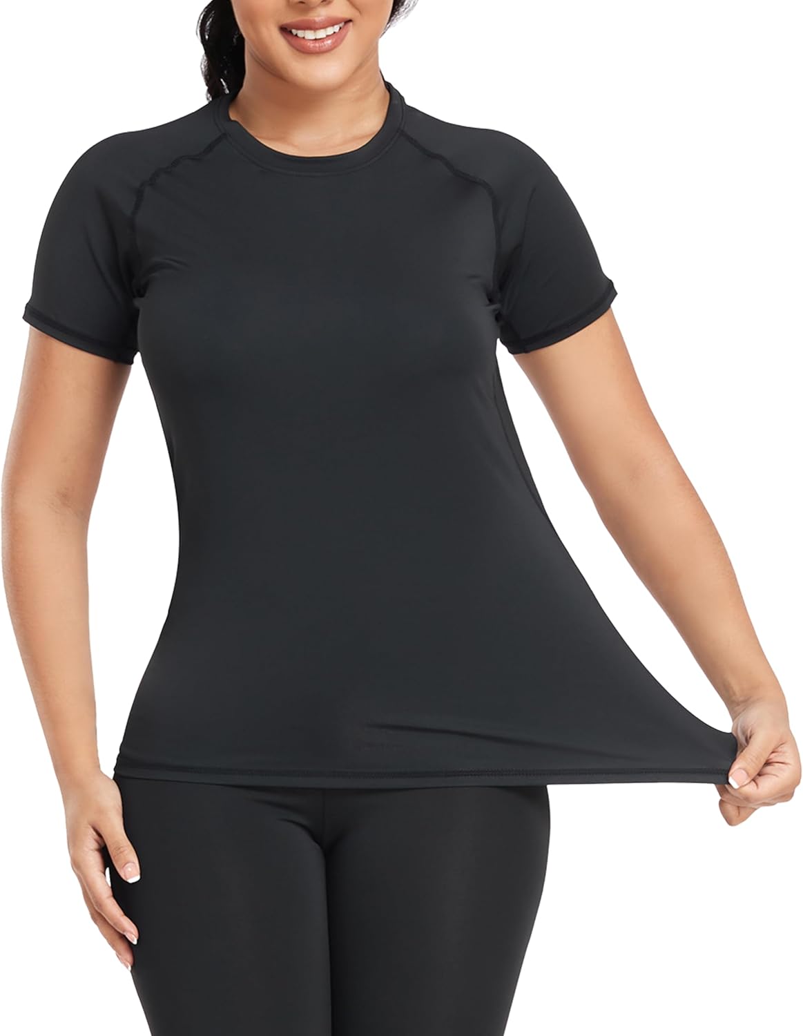 TELALEO 4 Pack Women's Compression Shirt Running Athletic T-Shirts Workout Tops Baselayer Short Sleeve Yoga Gym Sports Gear - Image 6