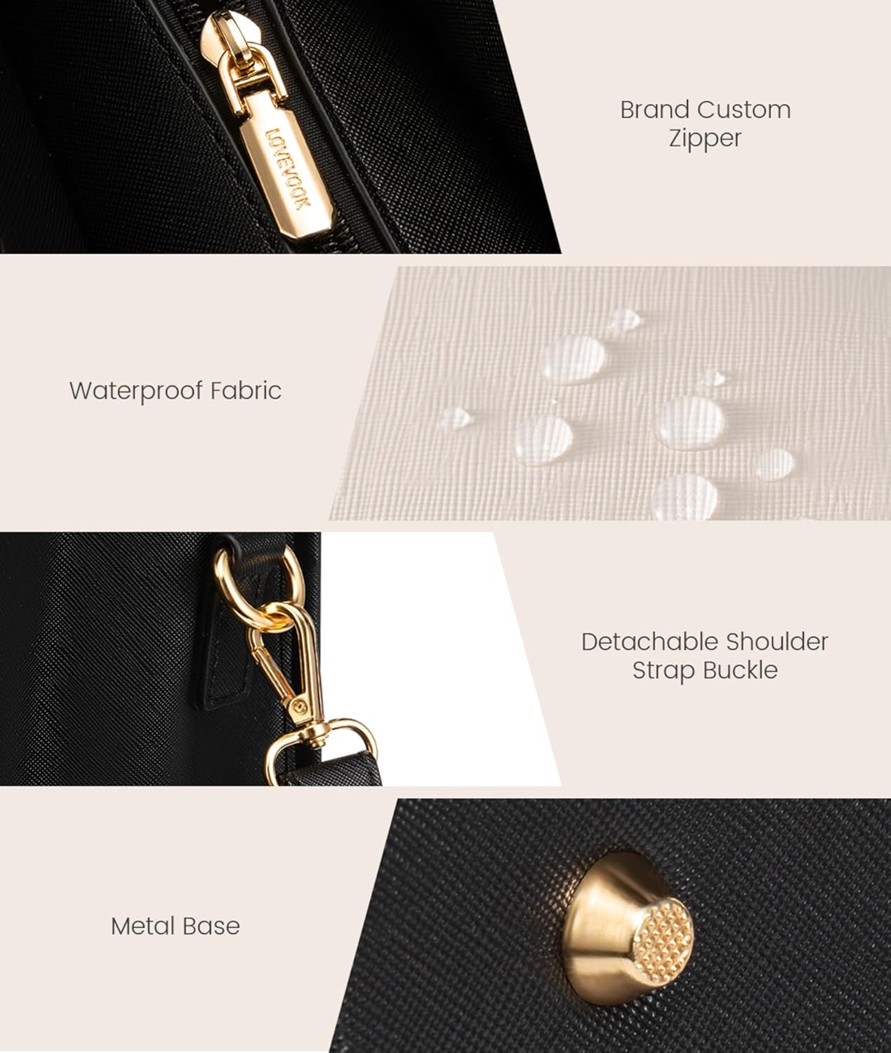 LOVEVOOK Laptop Bag for Women, 15.6'' Laptop Tote Purse 2-in-1 Professional Work Bag Business Briefcase with Clutch Purse, Waterproof Leather Computer Handbag for Teacher Office Travel - Image 10