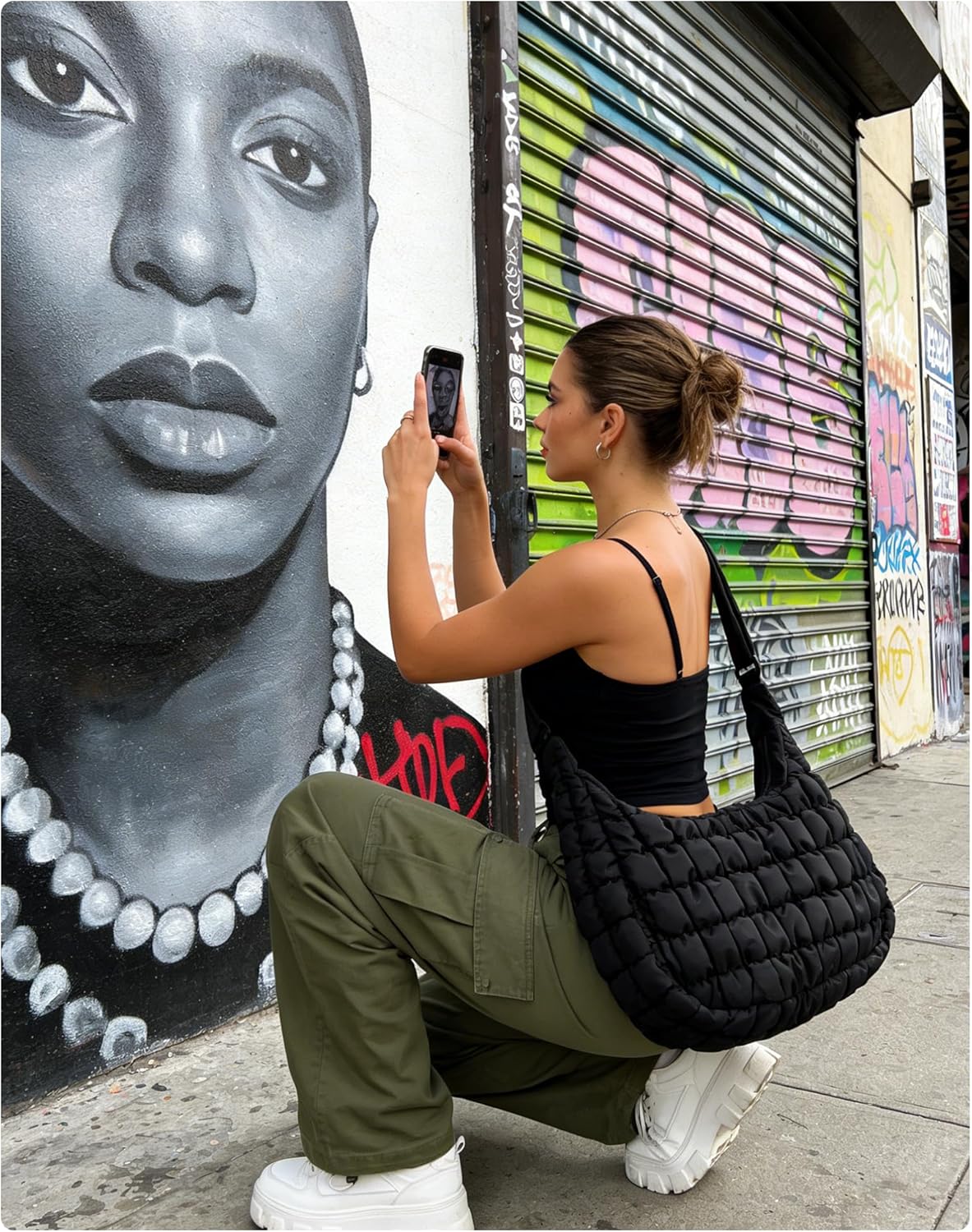 BAGSMART Crossbody Hobo Bag for Women with Adjustable Strap, Quilted Puffy Purses for Women Fluffy Compact Shoulder Handbag - Image 4