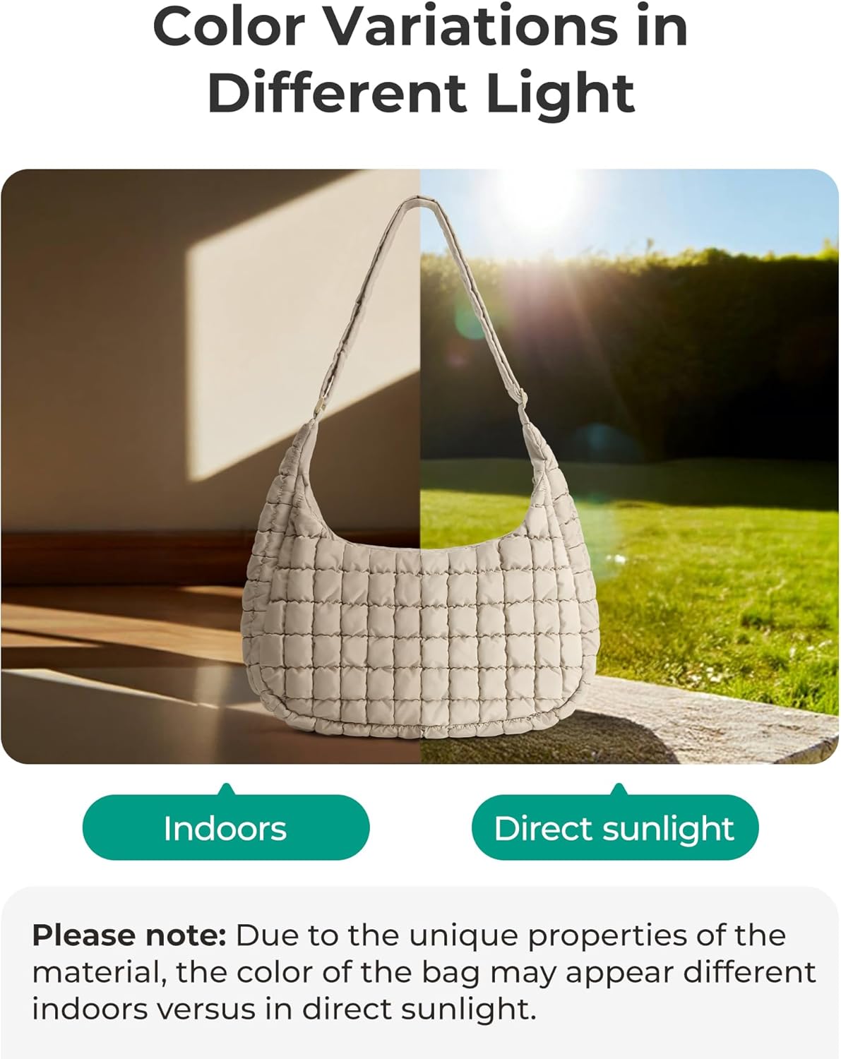 BAGSMART Crossbody Hobo Bag for Women with Adjustable Strap, Quilted Puffy Purses for Women Fluffy Compact Shoulder Handbag - Image 7