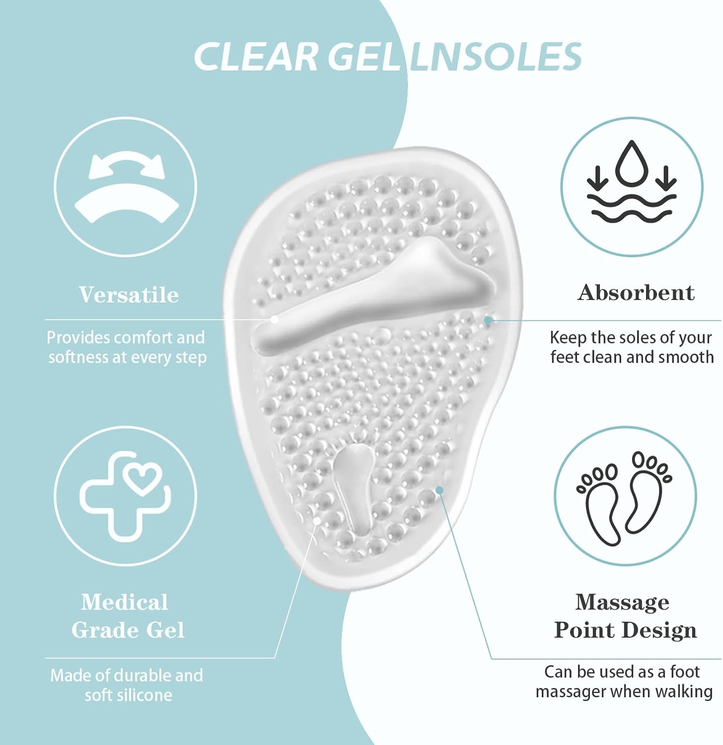 Professional Metatarsal Pads Women, 6 Pcs Ball of Foot Cushions for Women, High Heel Comfort Pads with Discreet Cushions & No-Slip Heel Grips Liners, Foot Pain Relief & All-Day Comfort, Clear - Image 3