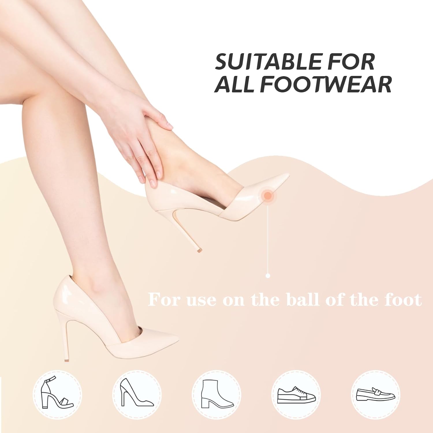 Professional Metatarsal Pads Women, 6 Pcs Ball of Foot Cushions for Women, High Heel Comfort Pads with Discreet Cushions & No-Slip Heel Grips Liners, Foot Pain Relief & All-Day Comfort, Clear - Image 5