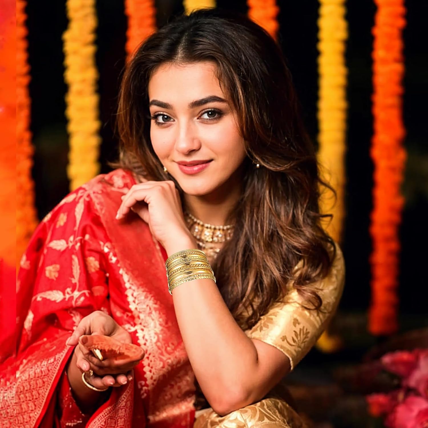 Yolev 12pcs Good Bangles for Women, Boho Stackable Bangle Bracelets, Multi Layer Stackable Gold Stack Bracelets for Women Boho Jewelry Gift Mixed Metal Textured - Image 5