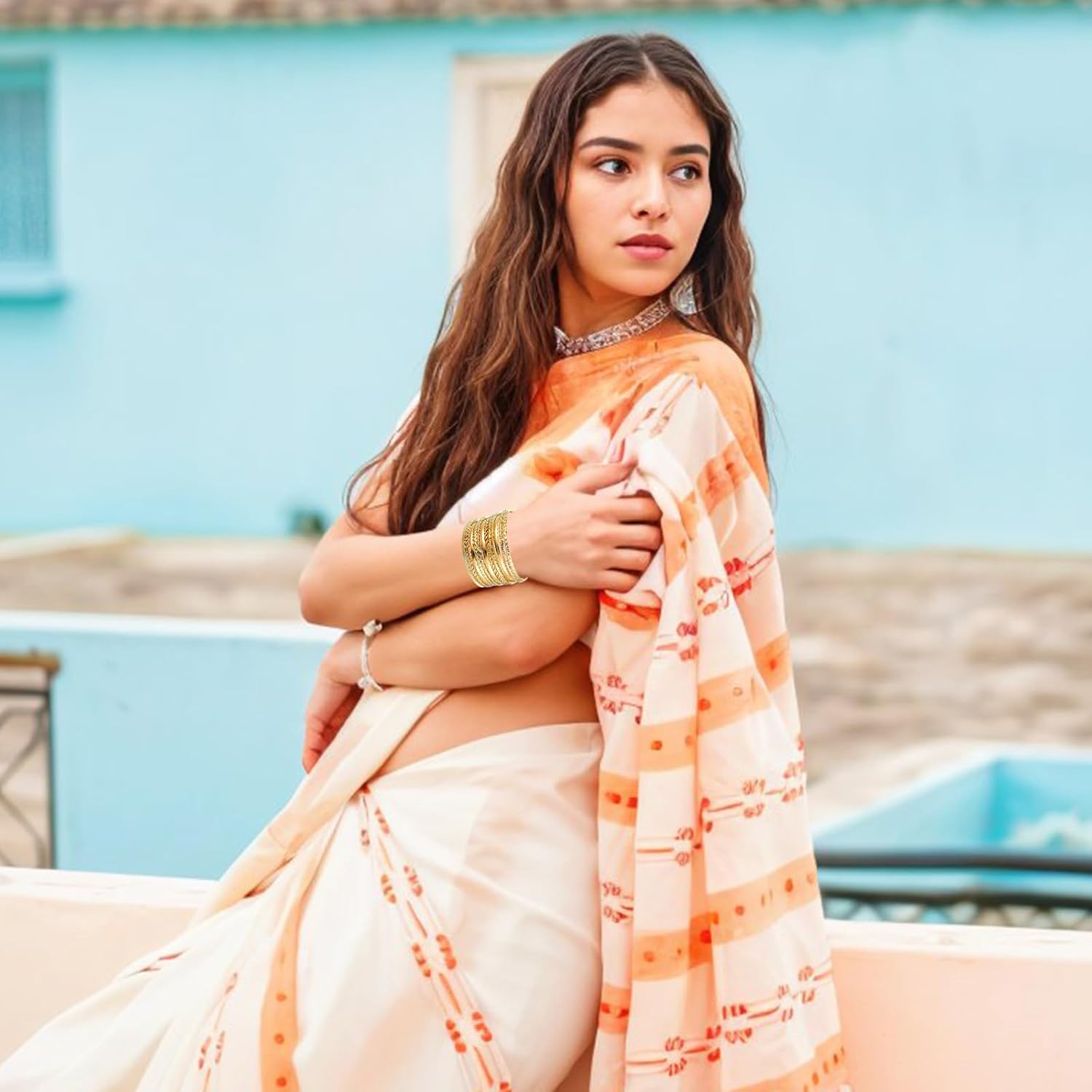 Yolev 12pcs Good Bangles for Women, Boho Stackable Bangle Bracelets, Multi Layer Stackable Gold Stack Bracelets for Women Boho Jewelry Gift Mixed Metal Textured - Image 8