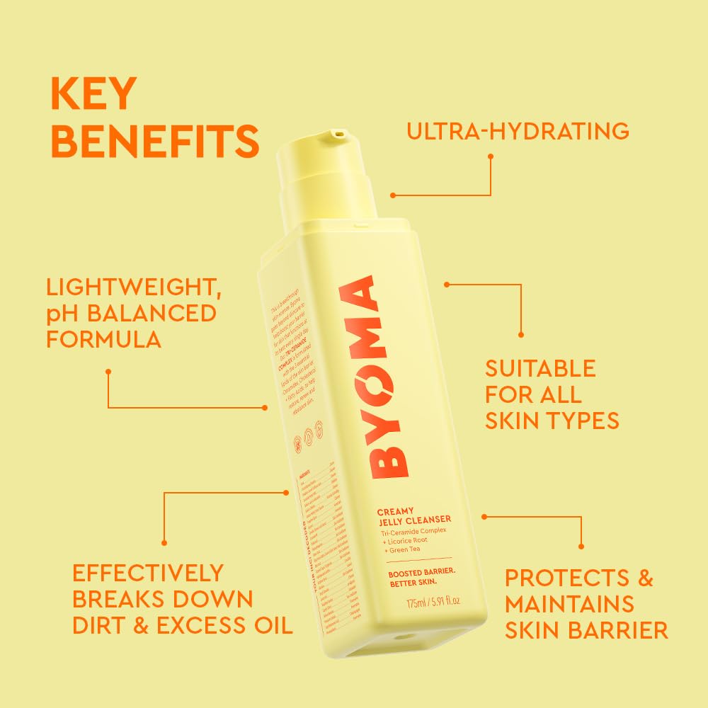 BYOMA Creamy Jelly Cleanser - Hydrating Facial Cleanser for Skin Barrier Repair -Tri-Ceramide Face Wash for Sensitive Skin & All Skin Types - Gently Removes Makeup & Excess Oil - 5.91 fl oz - Image 4