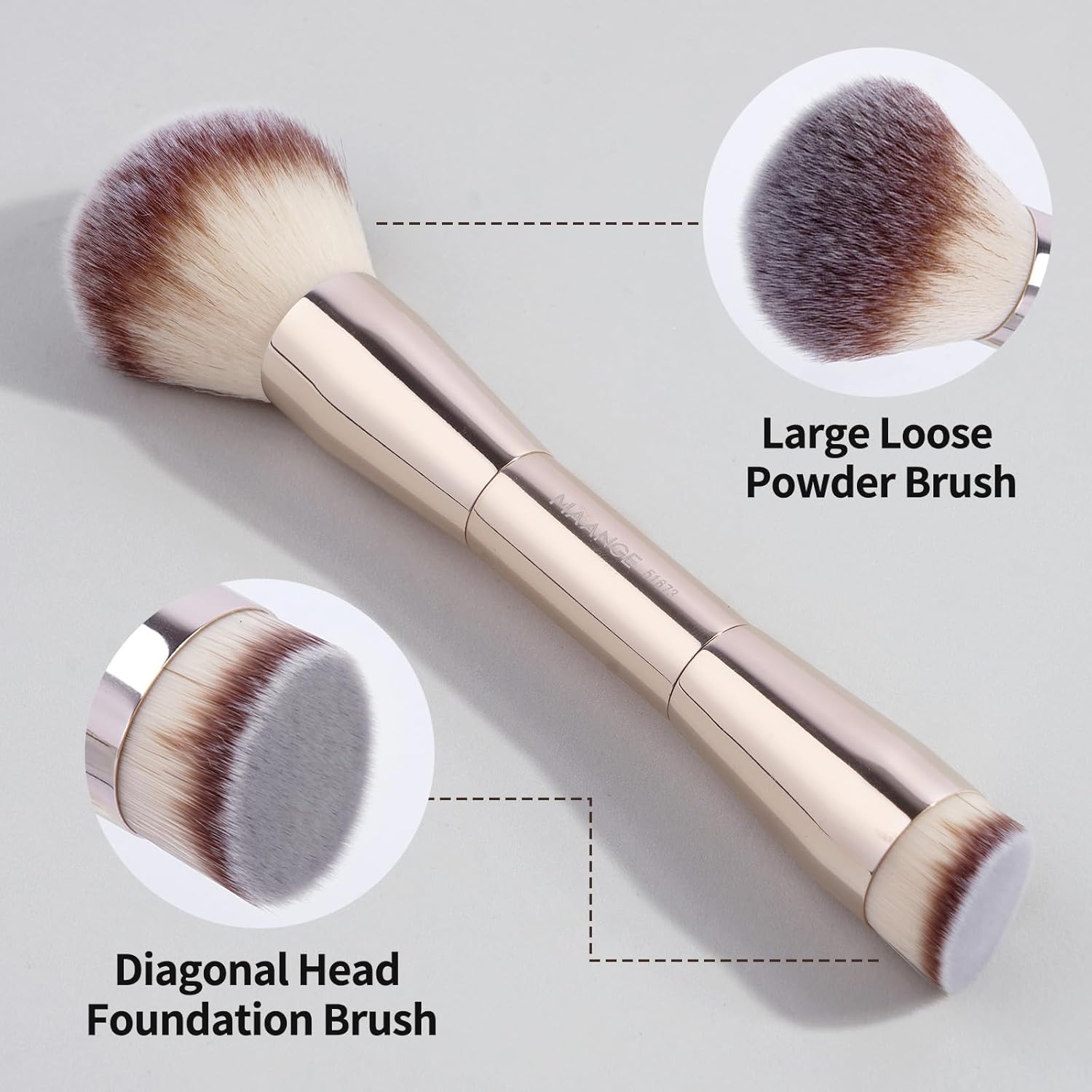 MAANGE Foundation Makeup Brushes, 2Pcs Double Ended Makeup Brush for Blending Liquid Powder Concealer Cream Blush Buffe (Gold) - Image 6