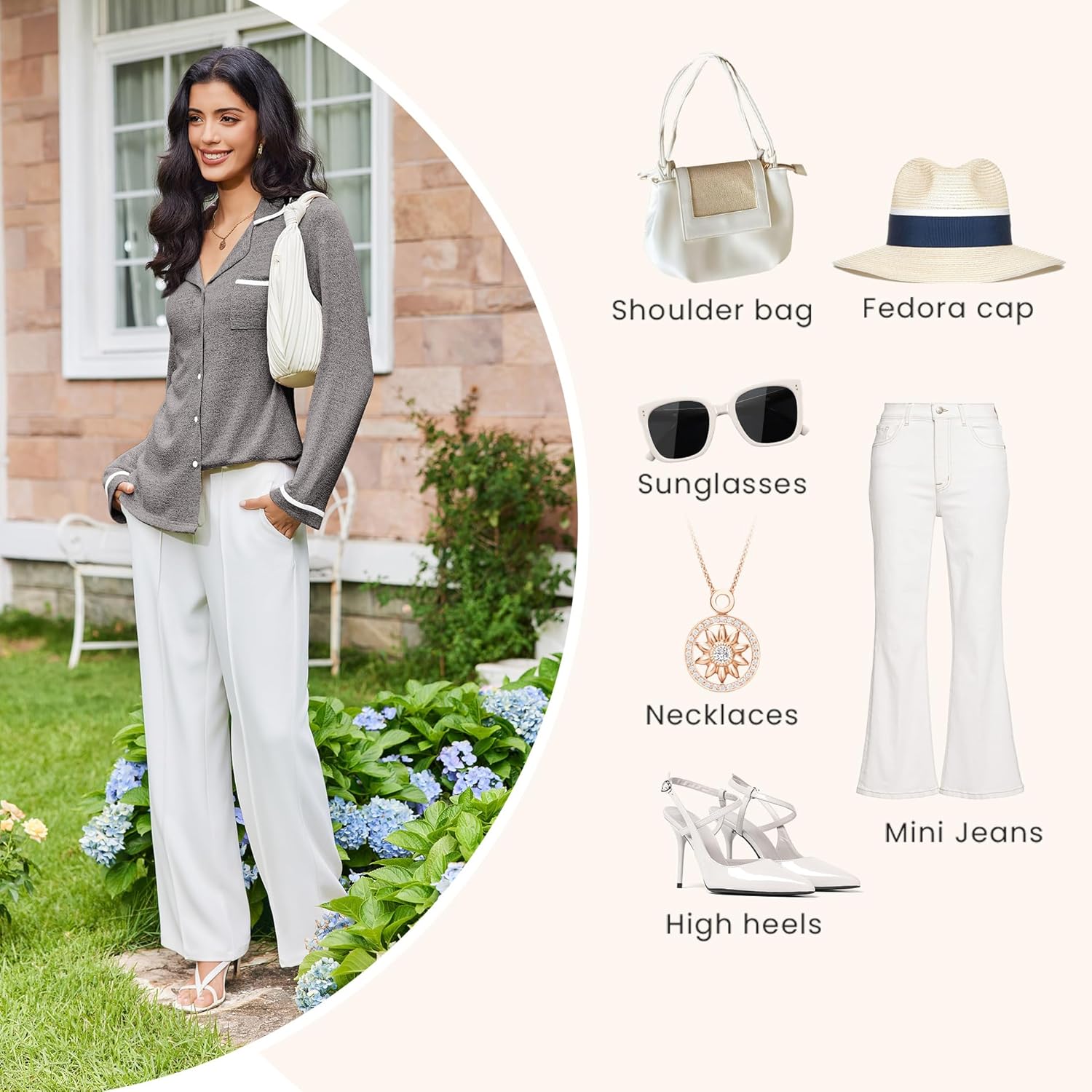 Ekouaer Women's Pajama Sets Long Sleeve Button Down 2 Piece Pjs Soft Lounge Sets Notch Collar Sleepwear - Image 7