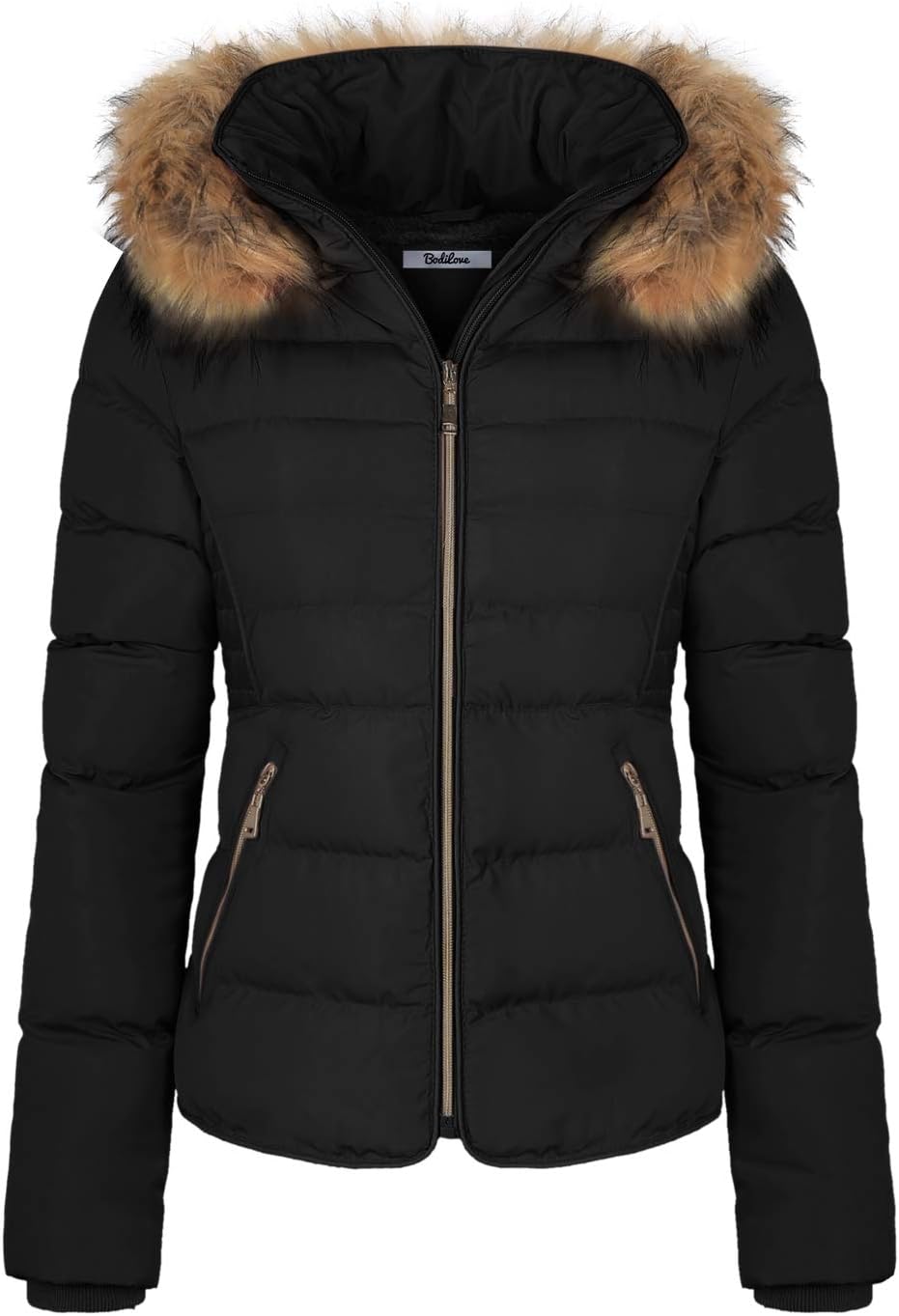 BodiLove Women's Fur Hooded Thickened Jacket with Fleece Lining - Image 4
