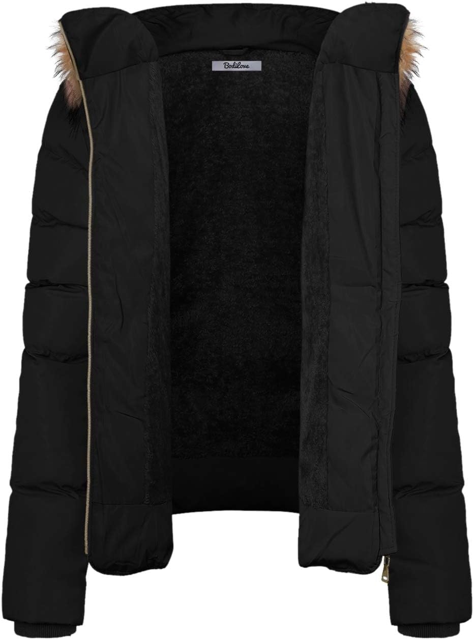 BodiLove Women's Fur Hooded Thickened Jacket with Fleece Lining - Image 5