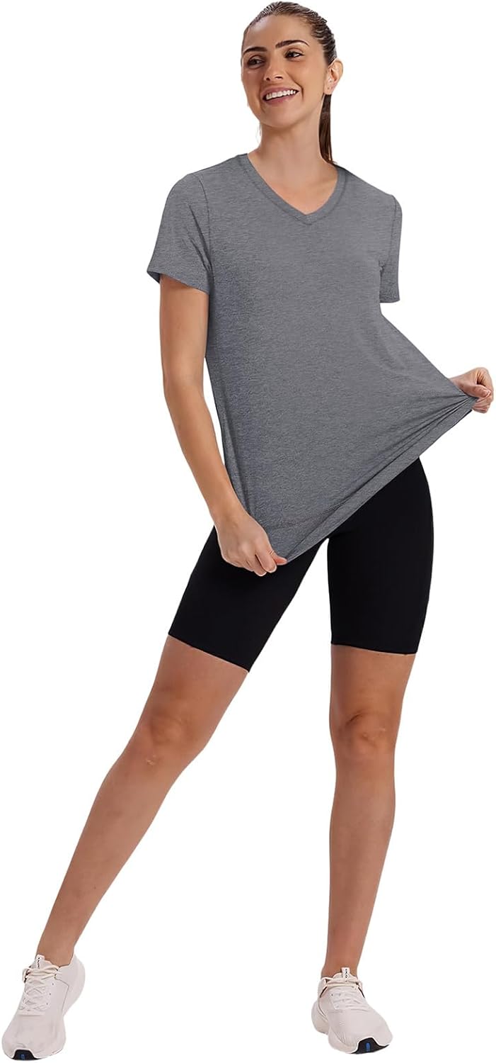 XIEERDUO Womens Workout Tops Short Sleeve Shirts Sun Protection UPF 50+ Quick Dry Outfits for Hiking Running V Neck S-3XL - Image 4