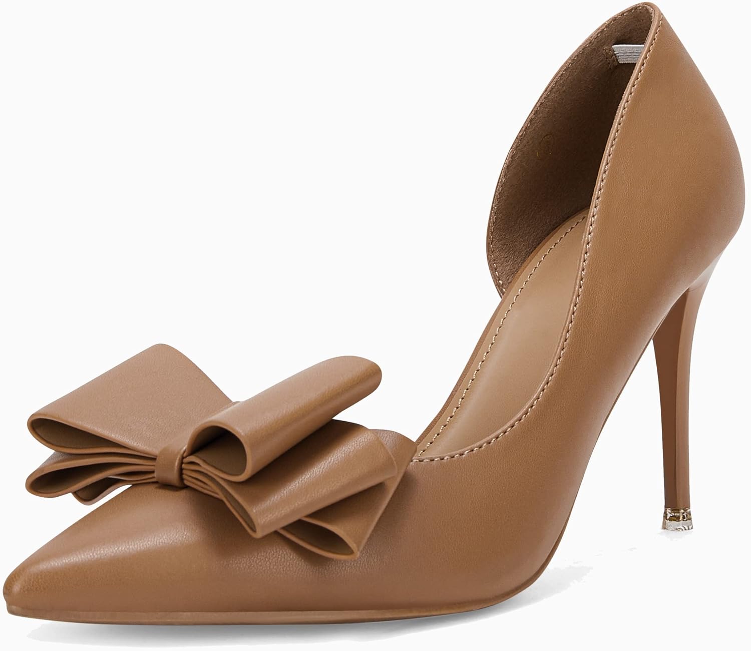 Womens Bow Heels Closed Pointed Toe Dress Shoes Stiletto Slip on Wedding Pumps - Image 4