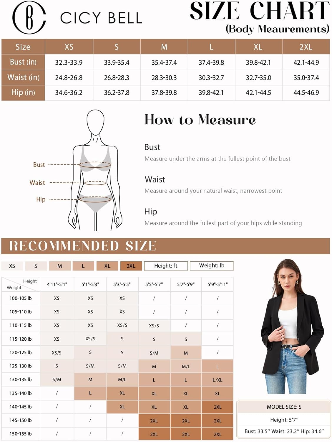 Cicy Bell Womens Casual Blazers Open Front Long Sleeve Work Office Suit Jackets Blazer - Image 7