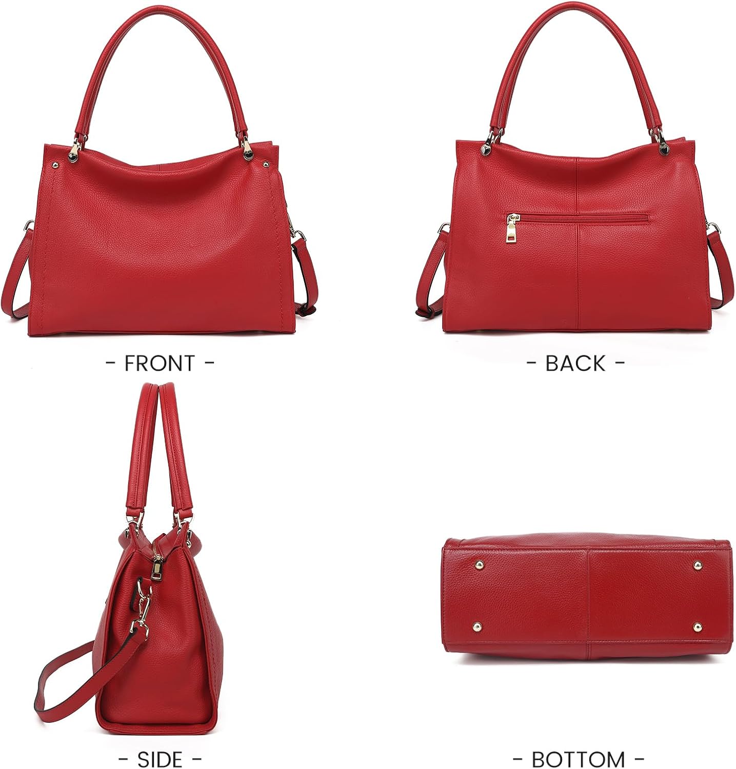 KOGTLA Medium Genuine Leather Tote Handbags for Women, Ladies Soft Satchel Shoulder Purses, Two-Handle Hobo Bags - Image 5