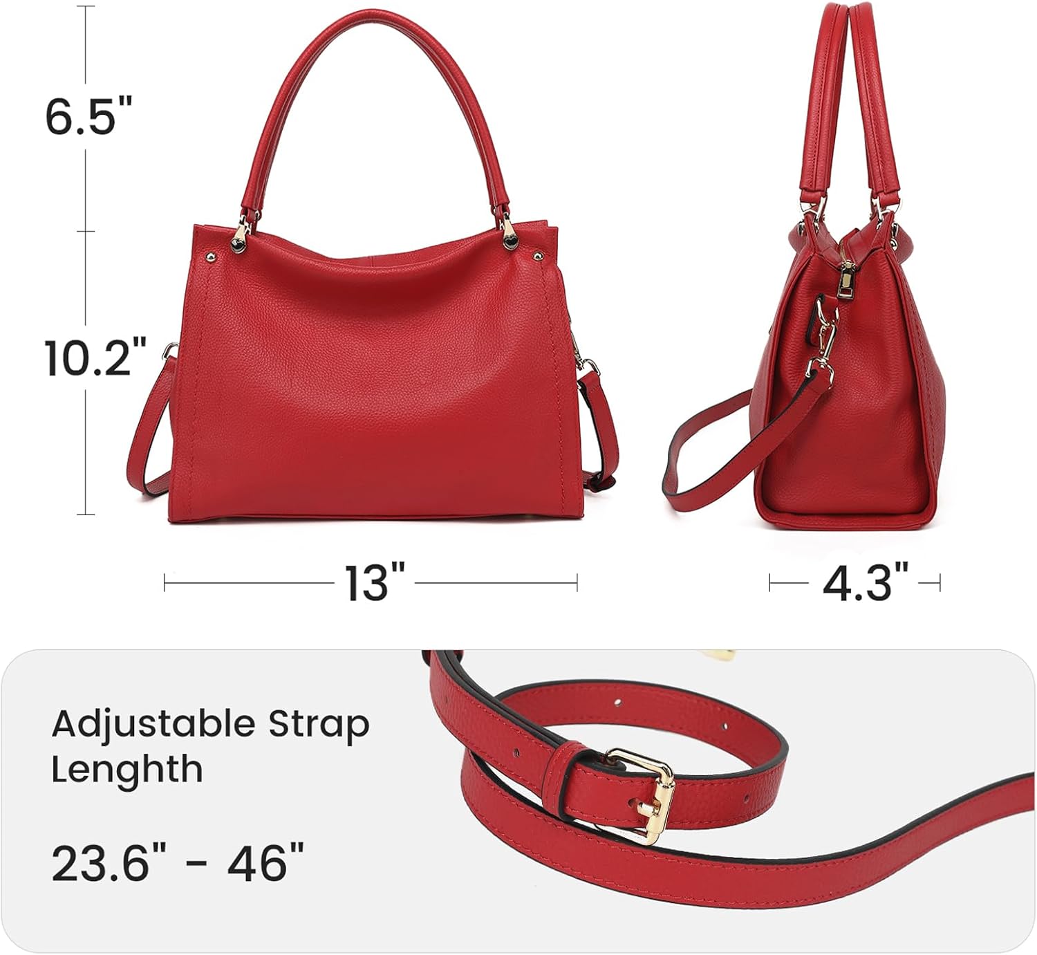 KOGTLA Medium Genuine Leather Tote Handbags for Women, Ladies Soft Satchel Shoulder Purses, Two-Handle Hobo Bags - Image 7