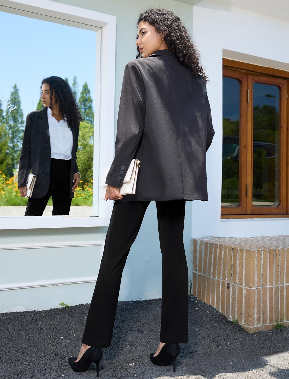 keriffe Women's Stretchy Yoga Dress Pants High Waisted Straight Leg Casual Work Business Office Slacks 4 Pockets - Image 7