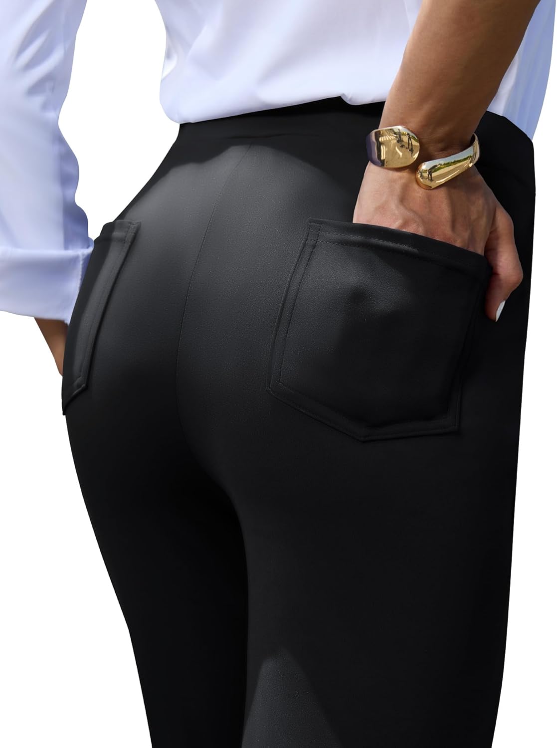 keriffe Women's Stretchy Yoga Dress Pants High Waisted Straight Leg Casual Work Business Office Slacks 4 Pockets - Image 9