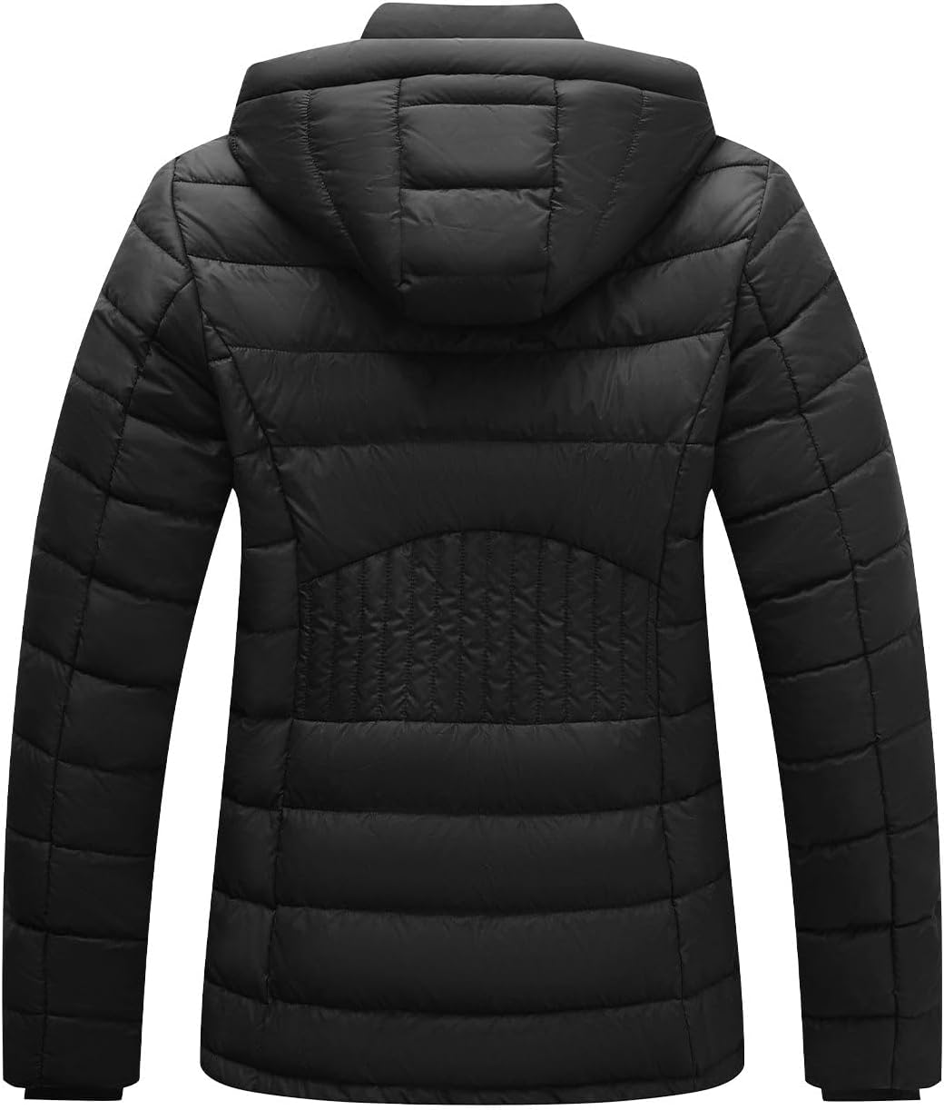ASPO Women's Packable Puffer Jacket Lightweight Waterproof Warm Full Zip Quilted Winter Coat with Hood - Image 4