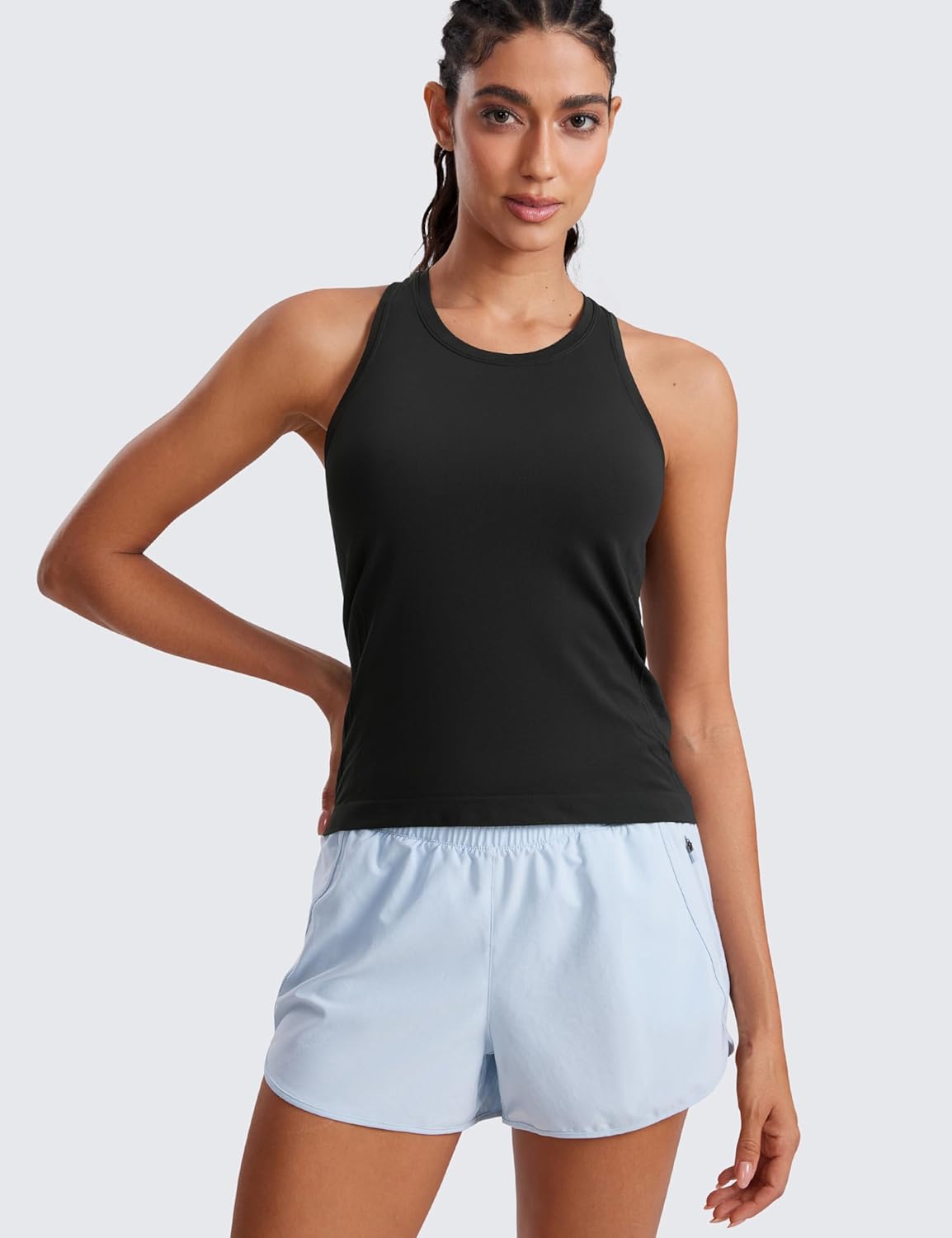 CRZ YOGA Seamless Workout Tank Tops for Women - Athletic Running Gym Sleeveless Shirts Crewneck Racerback Breathable - Image 3
