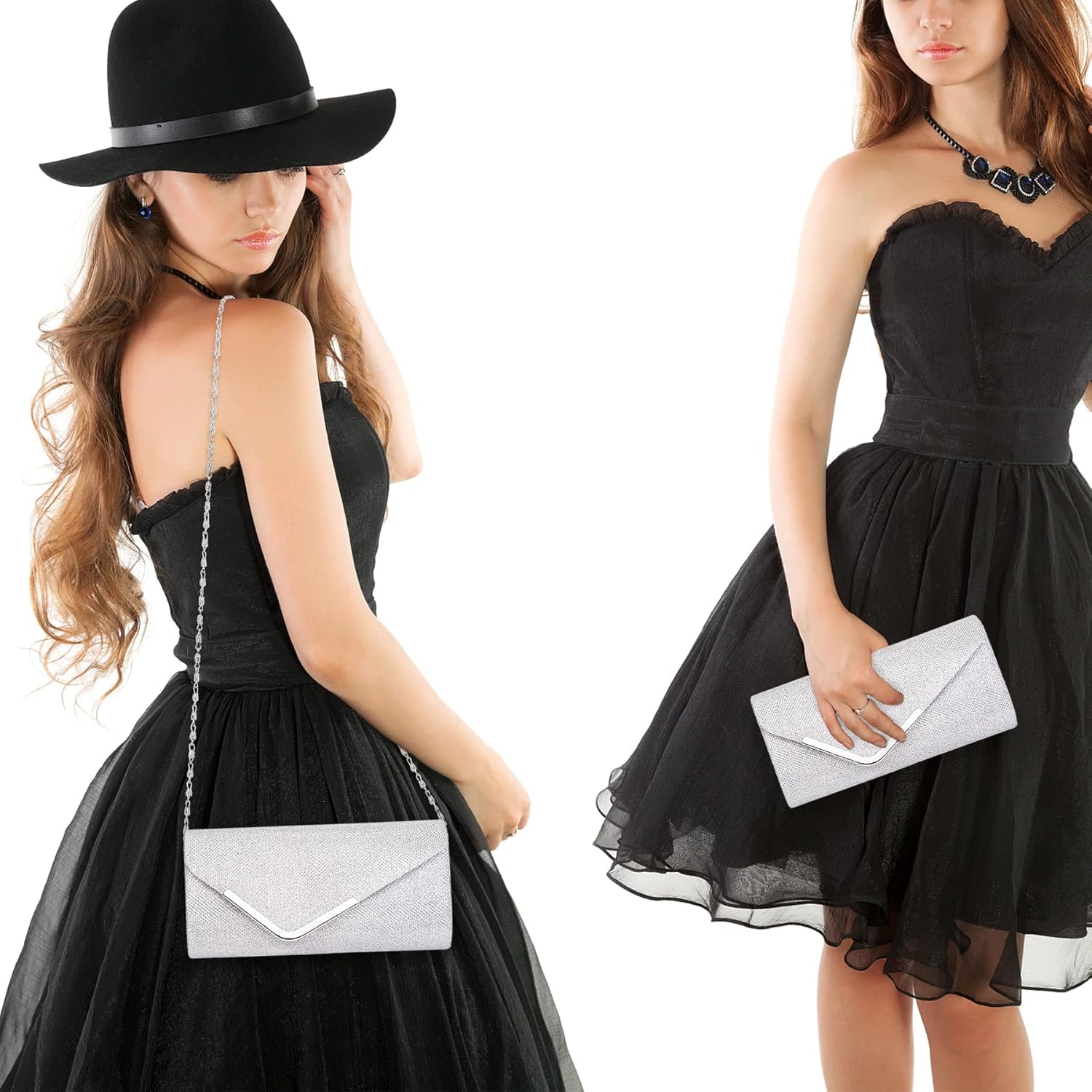 Larcenciel Clutch Purses for Women, Shiny Sequin Envelope Clutch Evening Bag with Chain, Fashion Sparkly Party Prom Purse - Image 3