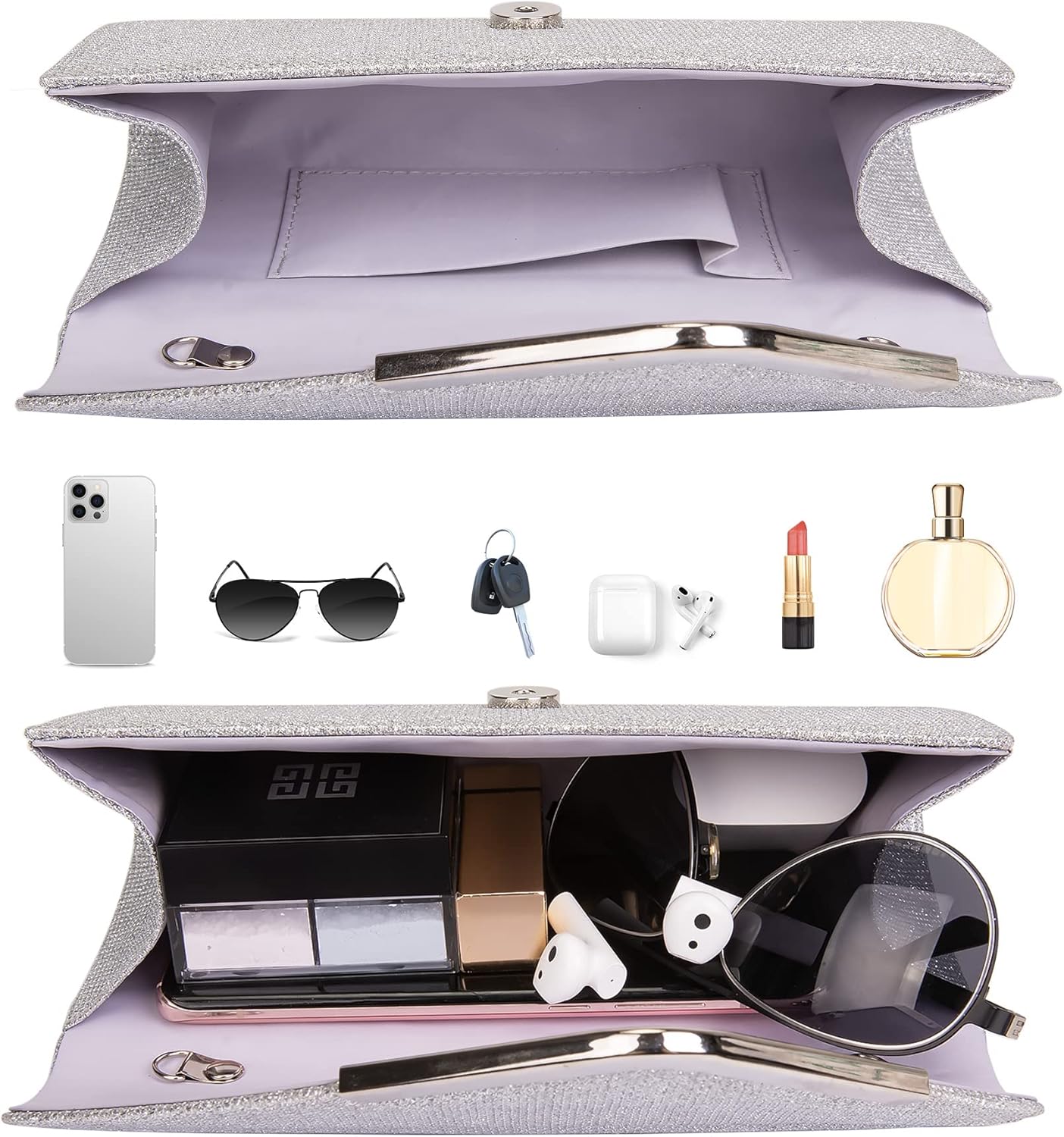 Larcenciel Clutch Purses for Women, Shiny Sequin Envelope Clutch Evening Bag with Chain, Fashion Sparkly Party Prom Purse - Image 5