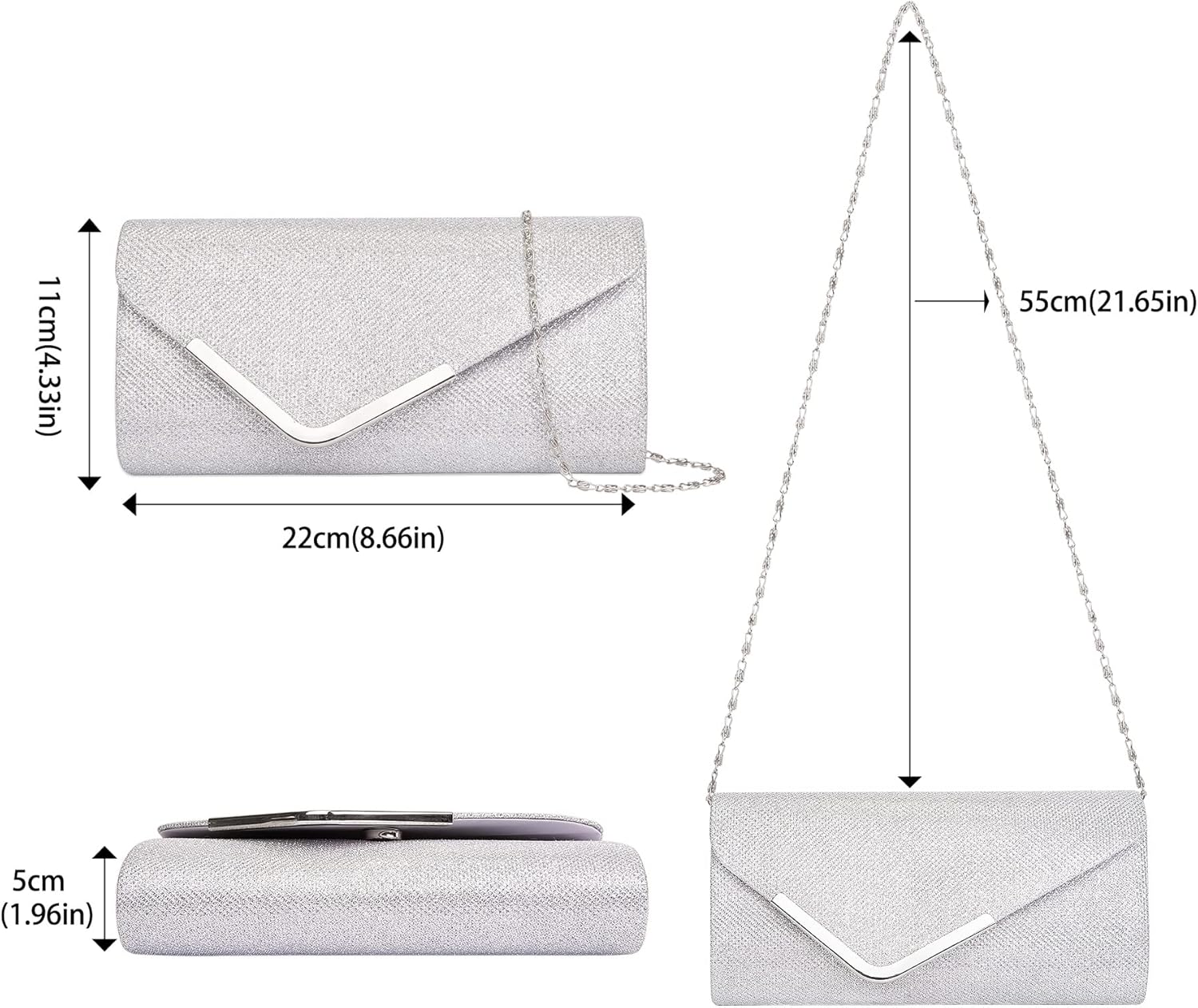 Larcenciel Clutch Purses for Women, Shiny Sequin Envelope Clutch Evening Bag with Chain, Fashion Sparkly Party Prom Purse - Image 7
