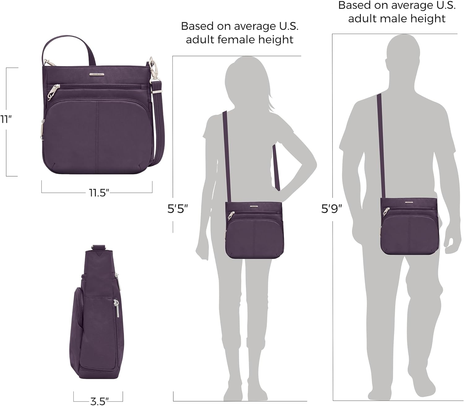 Travelon Anti-Theft Classic North/South Crossbody Bag - Image 6