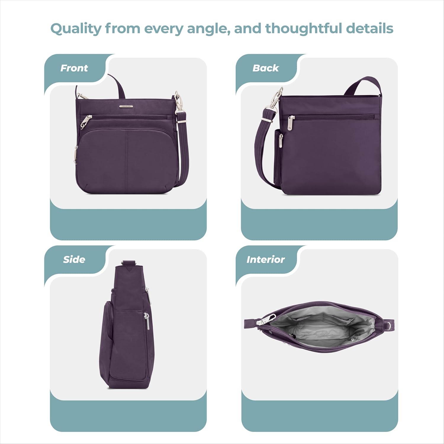 Travelon Anti-Theft Classic North/South Crossbody Bag - Image 7