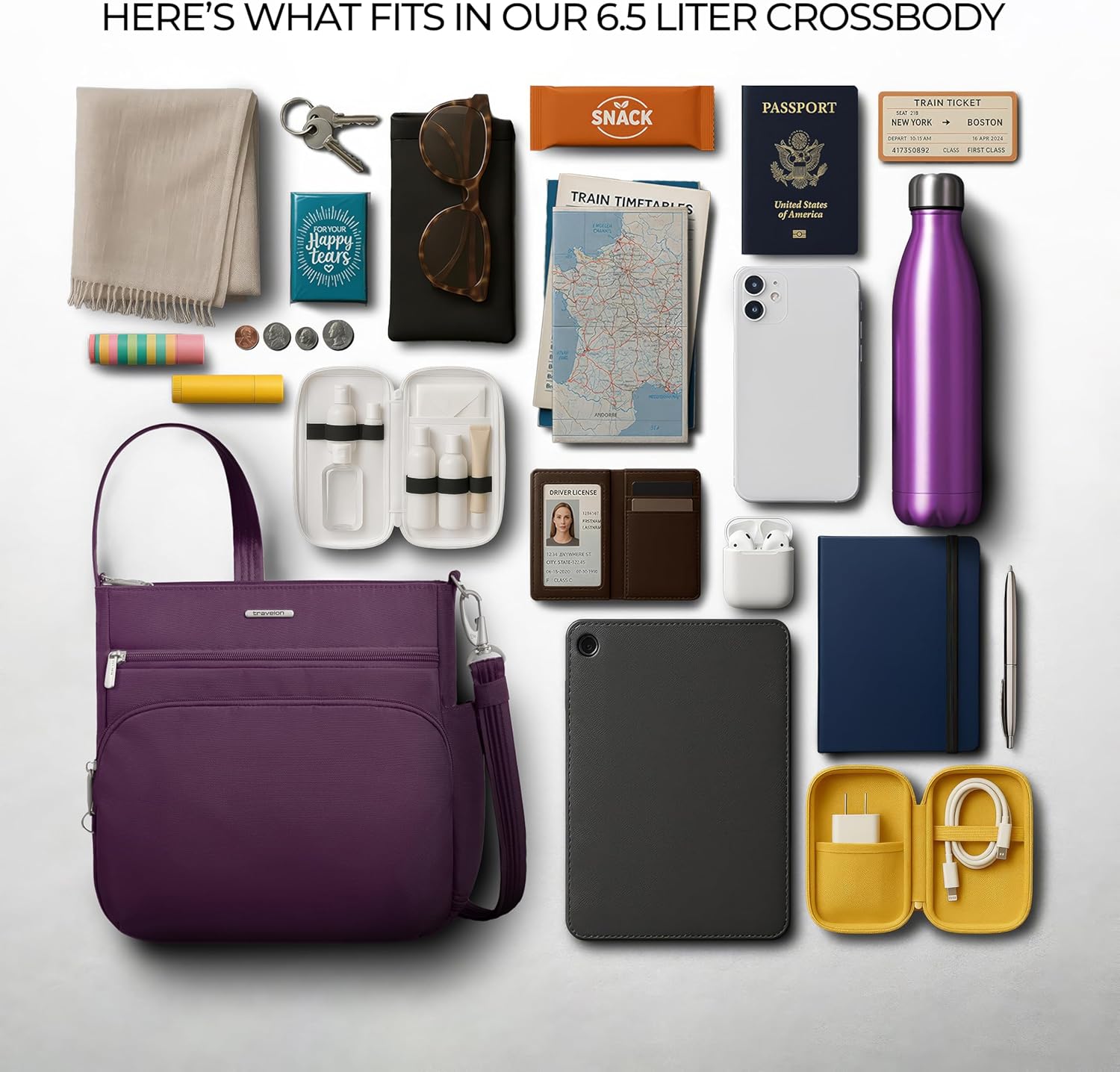 Travelon Anti-Theft Classic North/South Crossbody Bag - Image 8