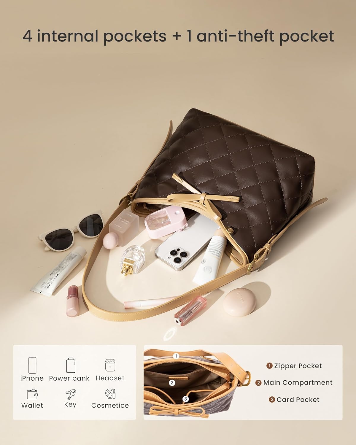 LOVEVOOK Purses for Women Soft Leather Hobo Handbags Quilted Crossbody Bag Designer Carteras Para Mujer Bucket Purse - Image 5