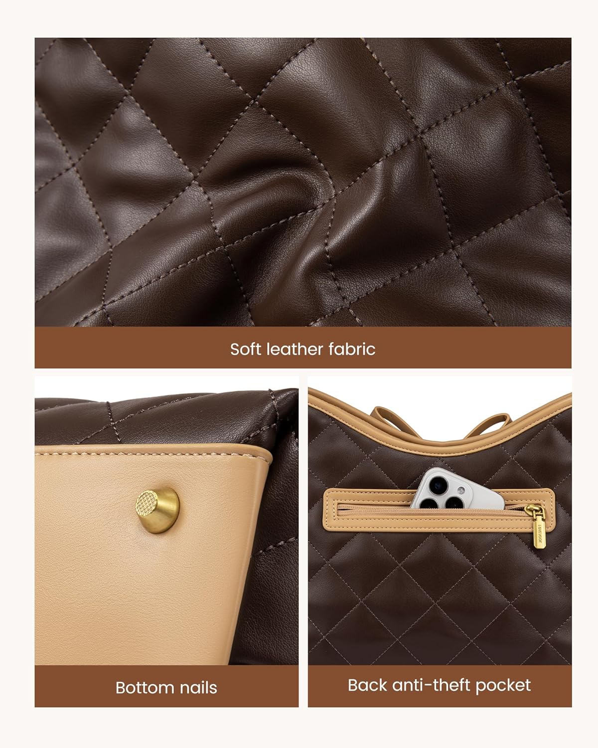 LOVEVOOK Purses for Women Soft Leather Hobo Handbags Quilted Crossbody Bag Designer Carteras Para Mujer Bucket Purse - Image 6