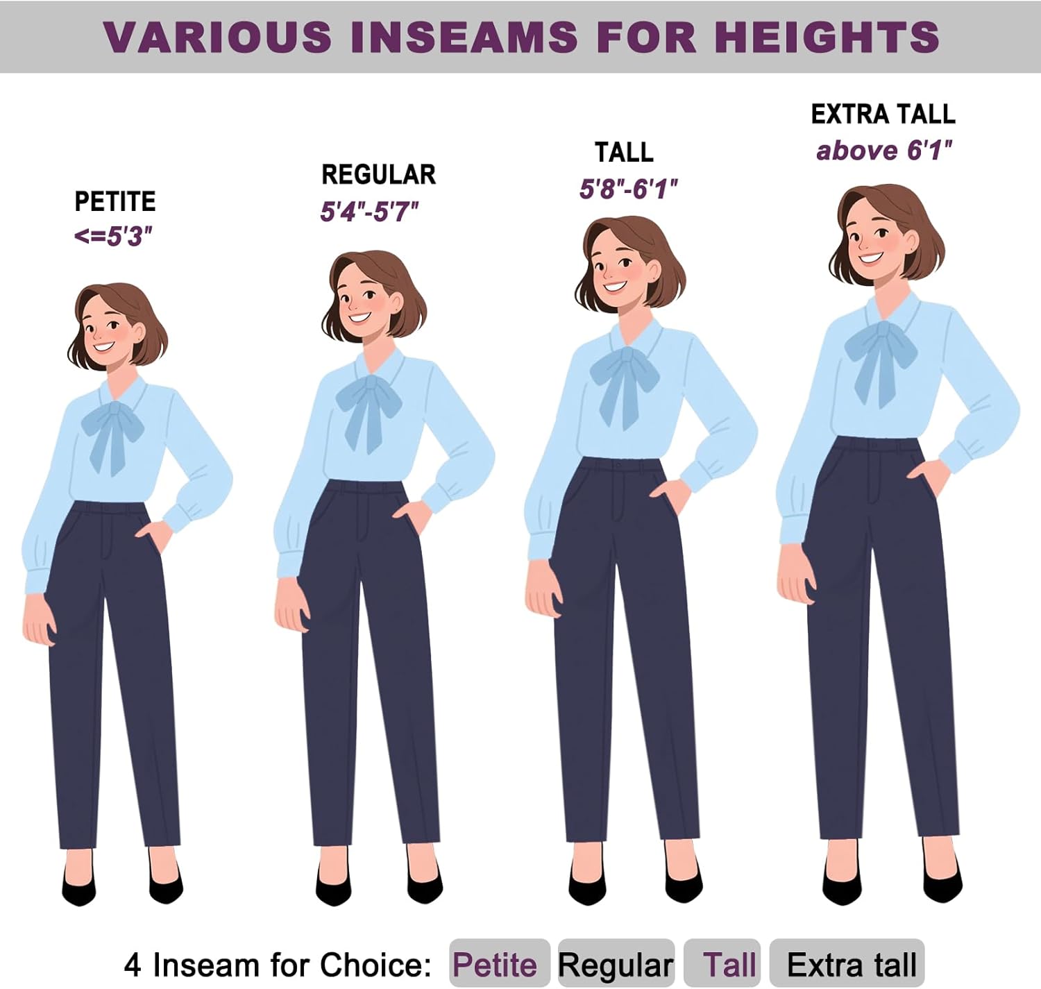 iChosy Women's Stretchy Straight Leg Dress Work Pants Business Office Casual Slacks with Pockets - Image 5