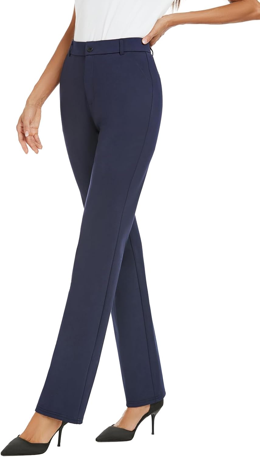 iChosy Women's Stretchy Straight Leg Dress Work Pants Business Office Casual Slacks with Pockets - Image 9