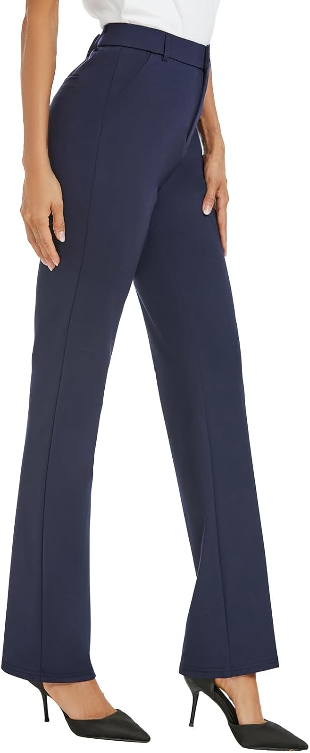 iChosy Women's Stretchy Straight Leg Dress Work Pants Business Office Casual Slacks with Pockets - Image 10