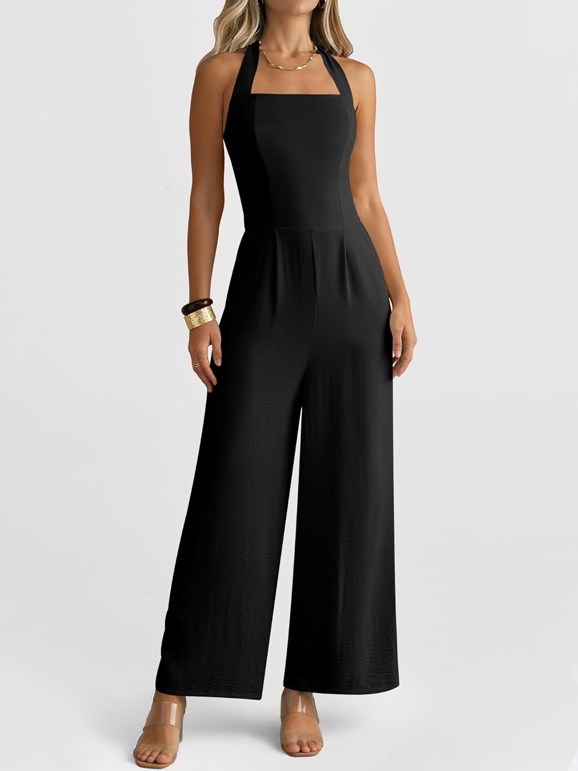 ANRABESS One Piece Jumpsuits for Women Summer Off Shoulder Halter Wide Leg Dressy Casual Rmpers 2026 Spring Outfits - Image 3