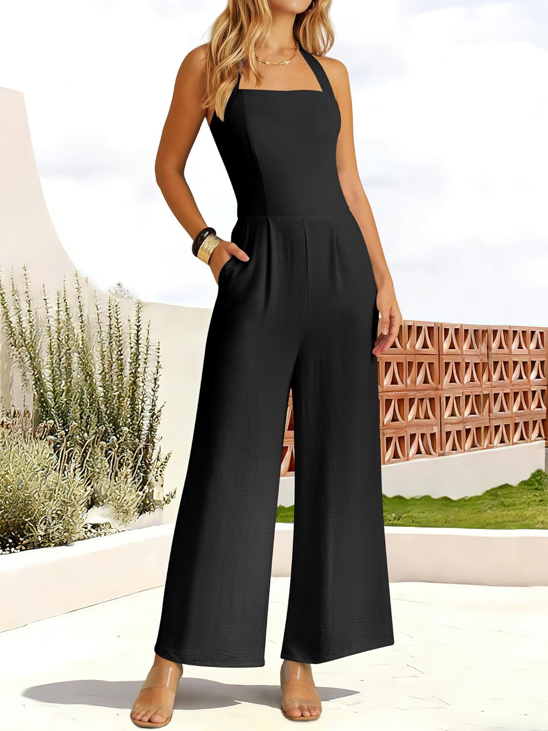 ANRABESS One Piece Jumpsuits for Women Summer Off Shoulder Halter Wide Leg Dressy Casual Rmpers 2026 Spring Outfits - Image 7