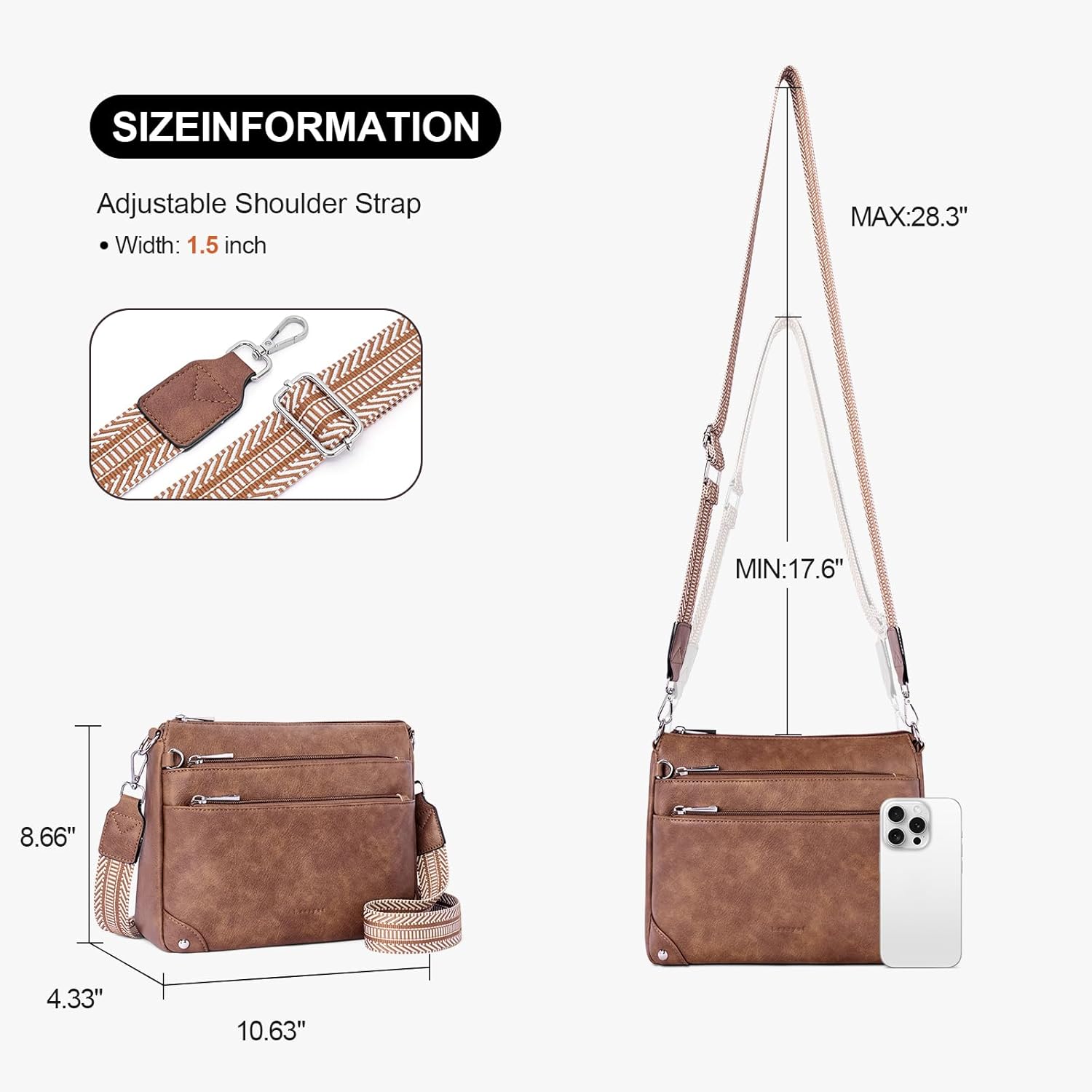 Crossbody Bags for Women Rfid Travel Crossbody Purses Leather Handbags Medium Shoulder bag with Adjustable Strap - Image 6