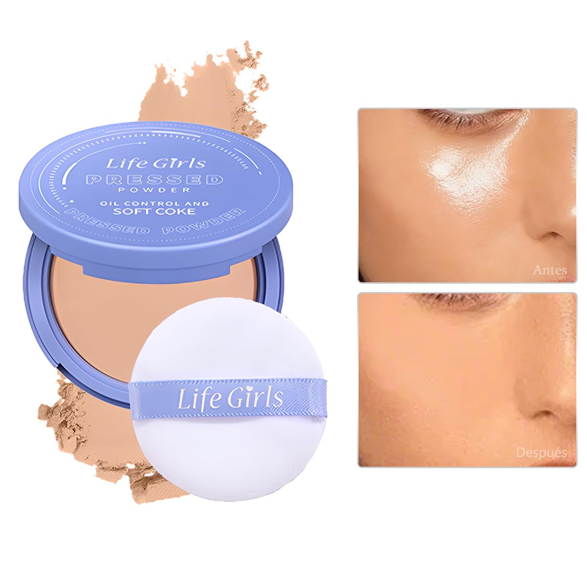 Life Girls Setting Pressed Powder, Waterproof, Sweatproof, Evens Skin Tone, Brightens Complexion, Natural Finish, 0.35oz (02 Natural Beige) - Image 3