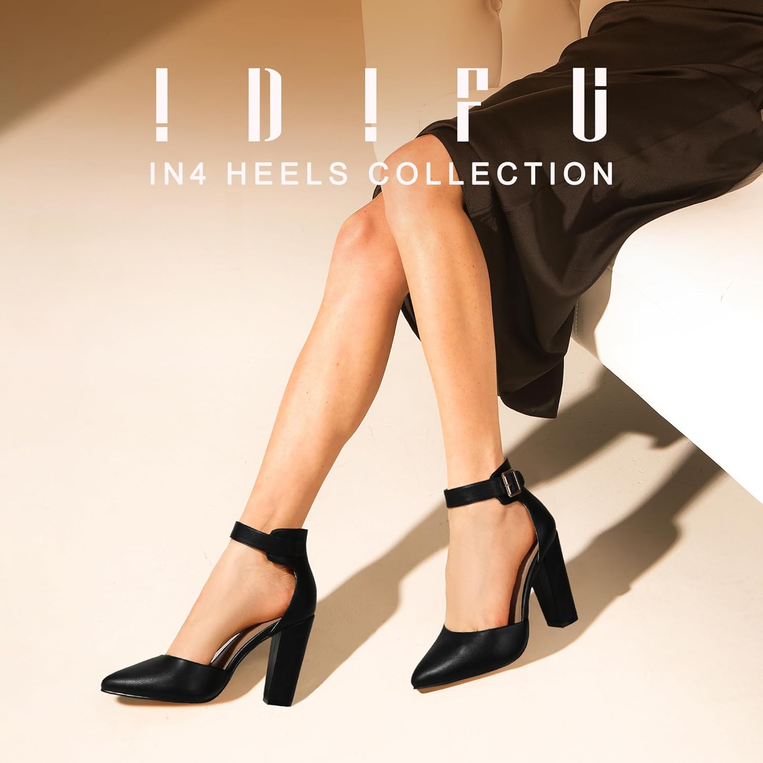 IDIFU Women's IN4 Pedazo High Block Heels Pumps Pointed Closed Toe Ankle Strap Dress Wedding Shoes - Image 4