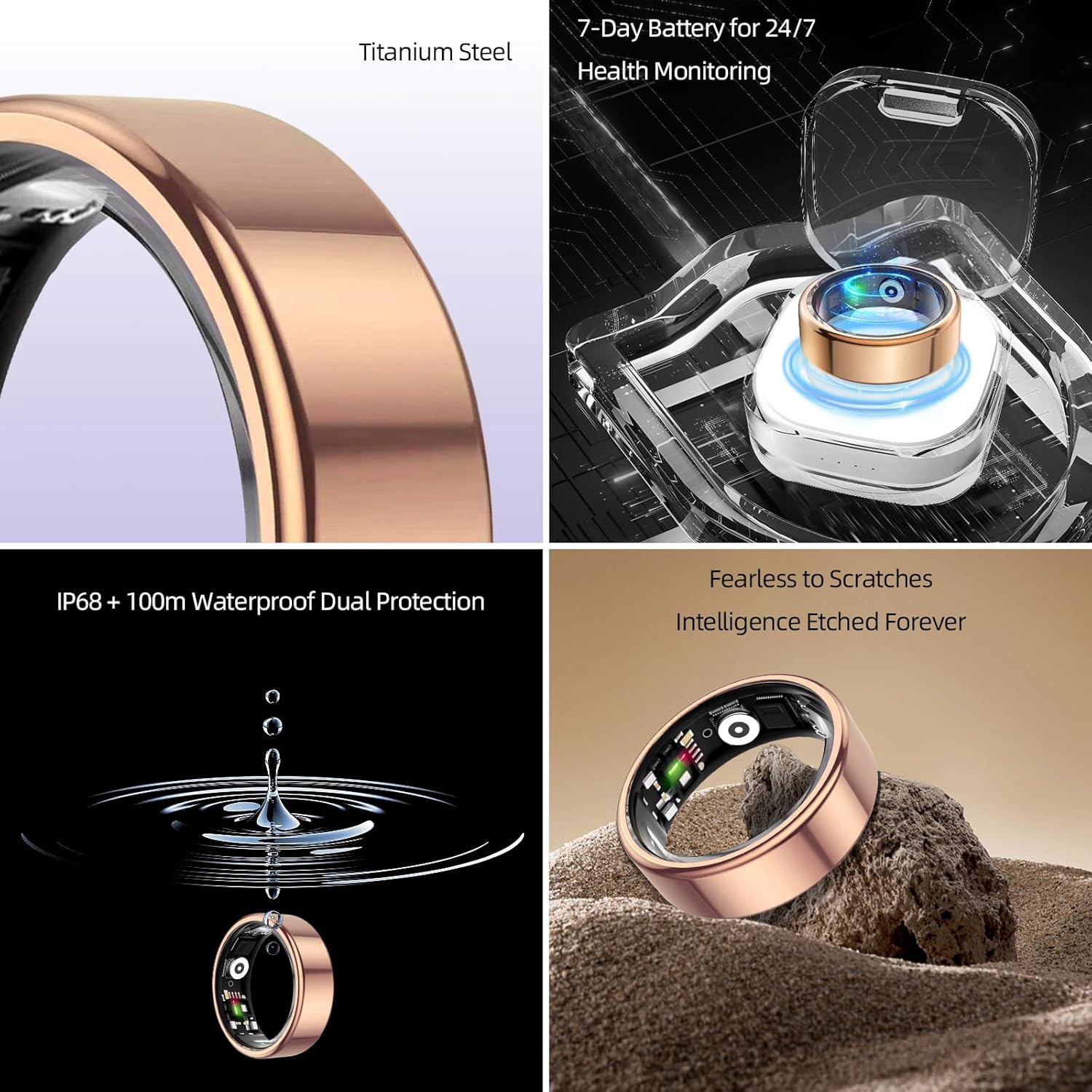 Smart Ring for Women&Men-Activity/Sleep/Heart Rate/HRV/Stress/Women's Health Tracker-IP68 Waterproof/Wearable-No Subscription Fee Required-Compatible with iPhone &Android - Image 8