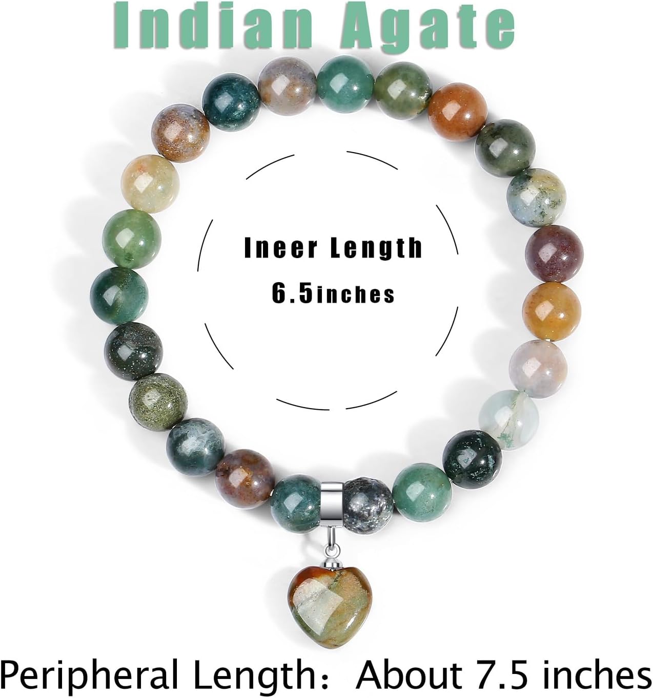 MAIBAOTA Healing Crystal Bracelet for Women, 8 mm Natural Gemstone Beaded Bracelet, Love Heart Bracelet Jewelry Gifts for Birthday Mothers Day Valentine's Day Anniversary - Image 7