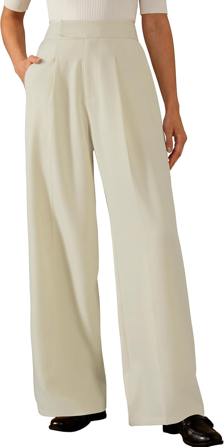 Arach&Cloz Women's Wrinkle-Free Pleated High Waisted Business Casual Wide Leg Dress Pants 2026 - Image 2