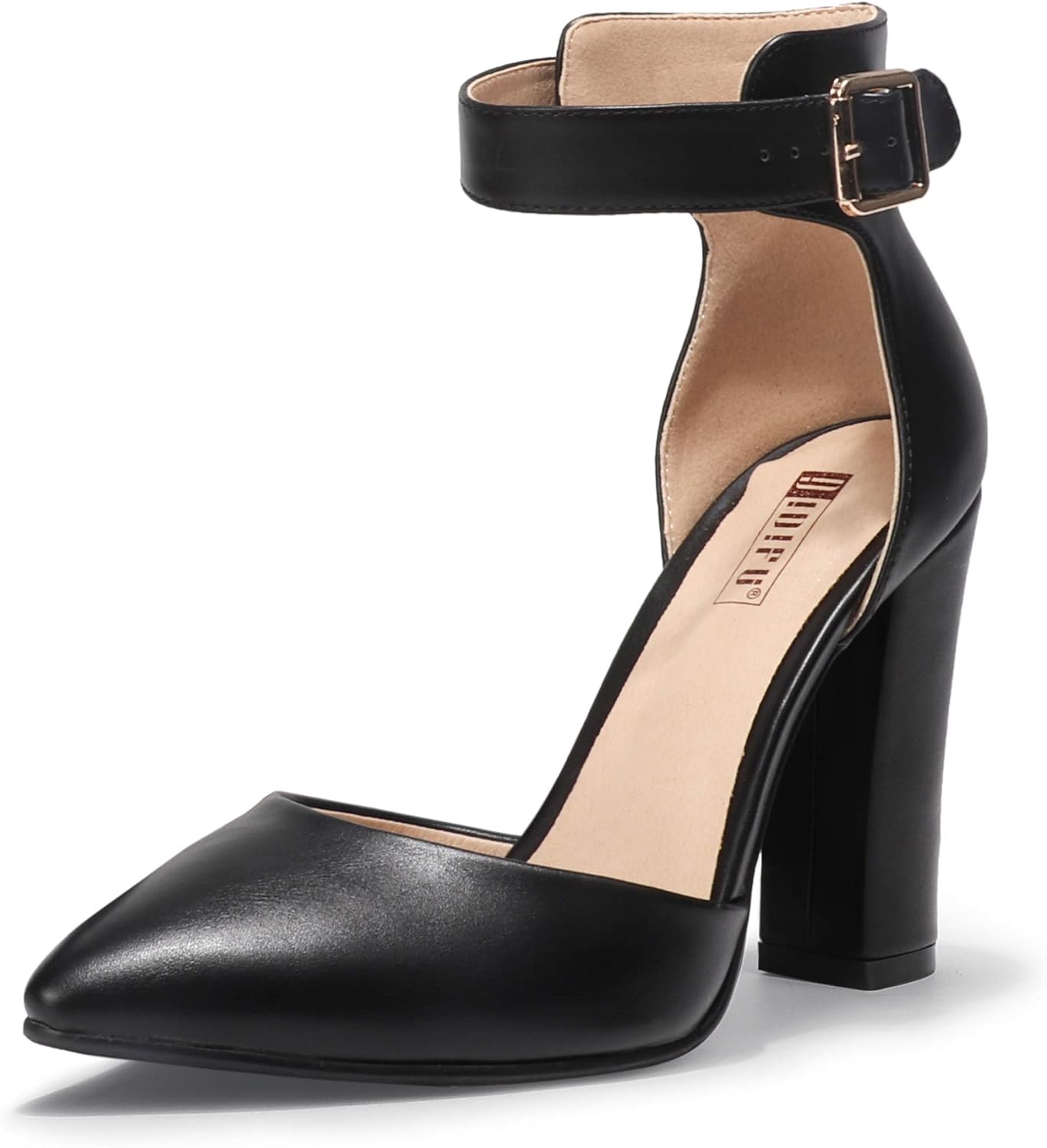 IDIFU Women's IN4 Pedazo High Block Heels Pumps Pointed Closed Toe Ankle Strap Dress Wedding Shoes - Image 2