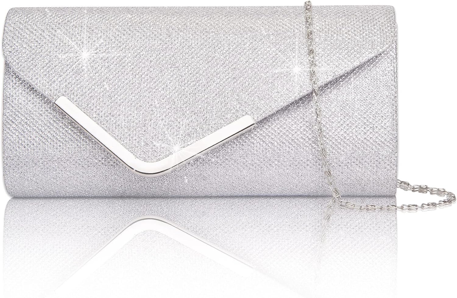 Larcenciel Clutch Purses for Women, Shiny Sequin Envelope Clutch Evening Bag with Chain, Fashion Sparkly Party Prom Purse - Image 2