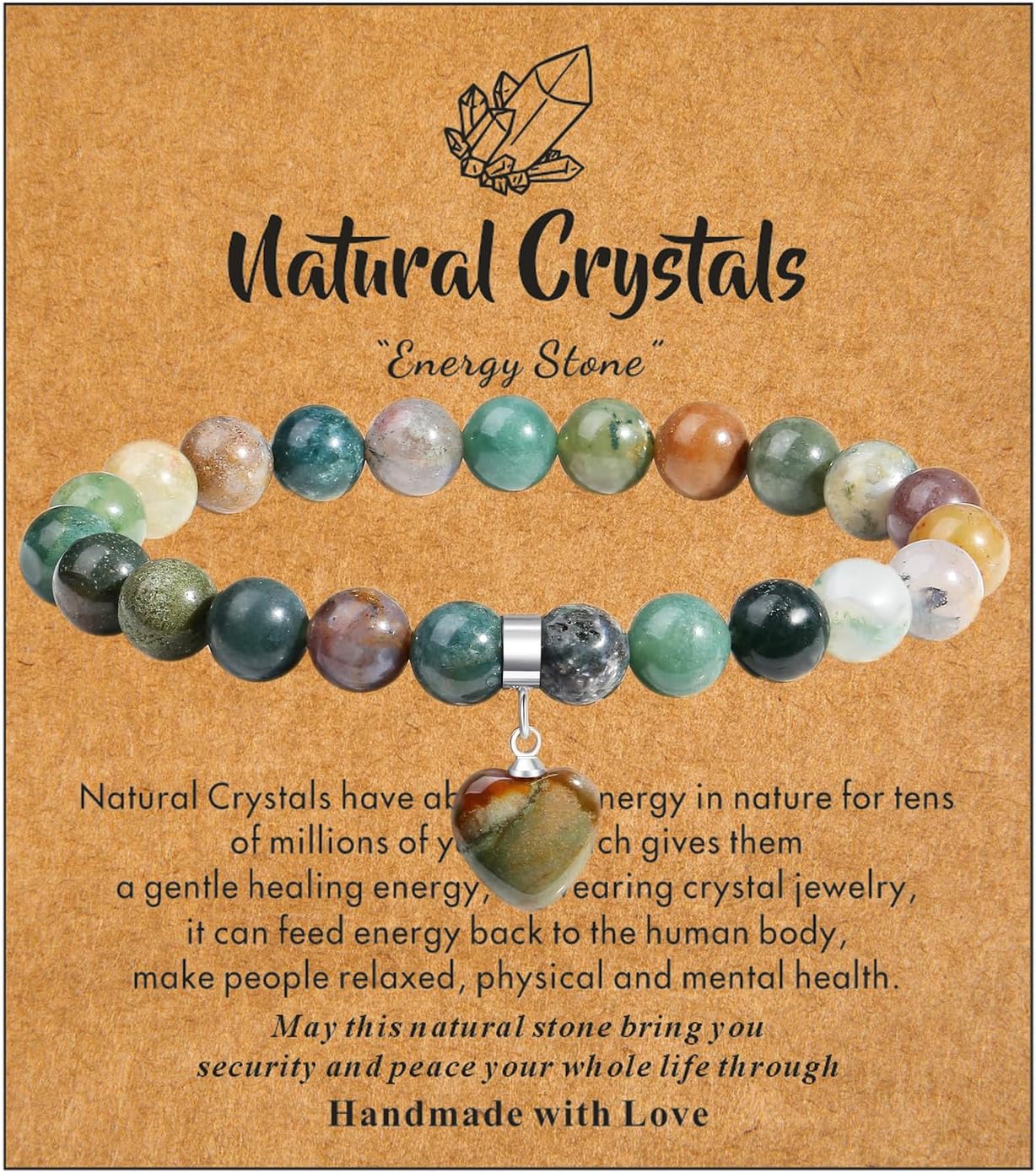 MAIBAOTA Healing Crystal Bracelet for Women, 8 mm Natural Gemstone Beaded Bracelet, Love Heart Bracelet Jewelry Gifts for Birthday Mothers Day Valentine's Day Anniversary - Image 2