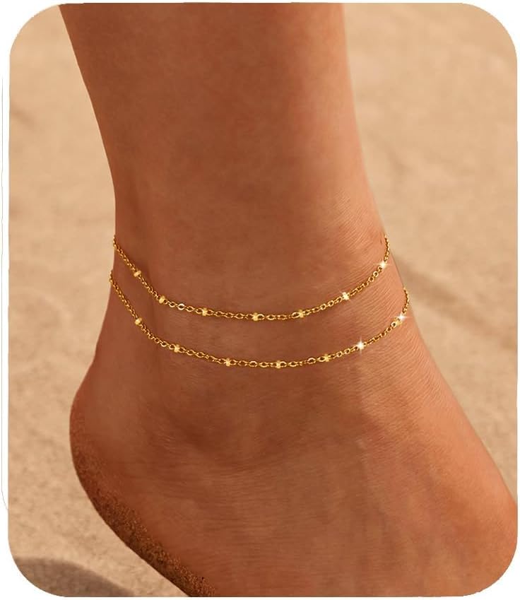 Nanafast Ankle Bracelets for Women, 14k Gold Plated Ankle Bracelet for Women, Cute Dainty Anklets, Adjustable Beach Jewelry - Image 2