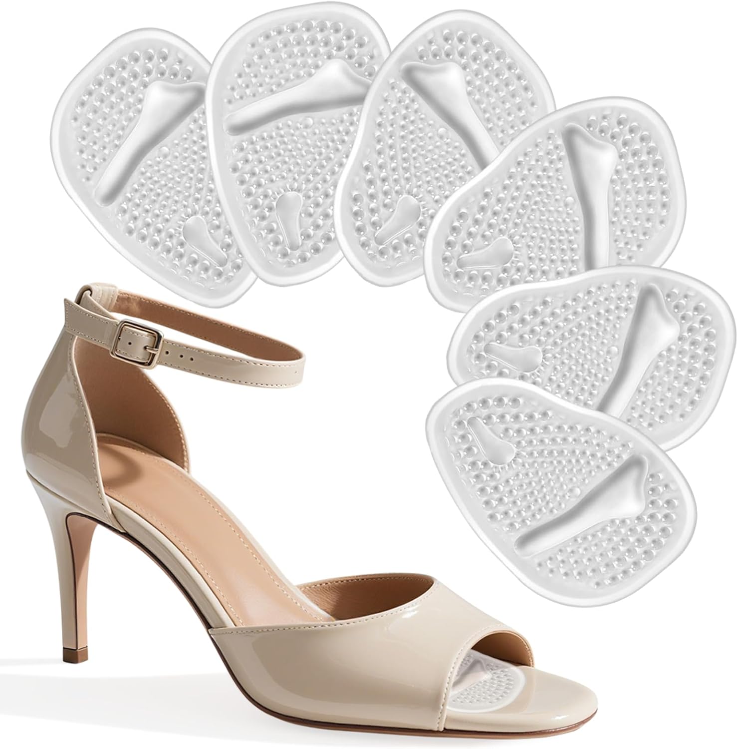 Professional Metatarsal Pads Women, 6 Pcs Ball of Foot Cushions for Women, High Heel Comfort Pads with Discreet Cushions & No-Slip Heel Grips Liners, Foot Pain Relief & All-Day Comfort, Clear - Image 2