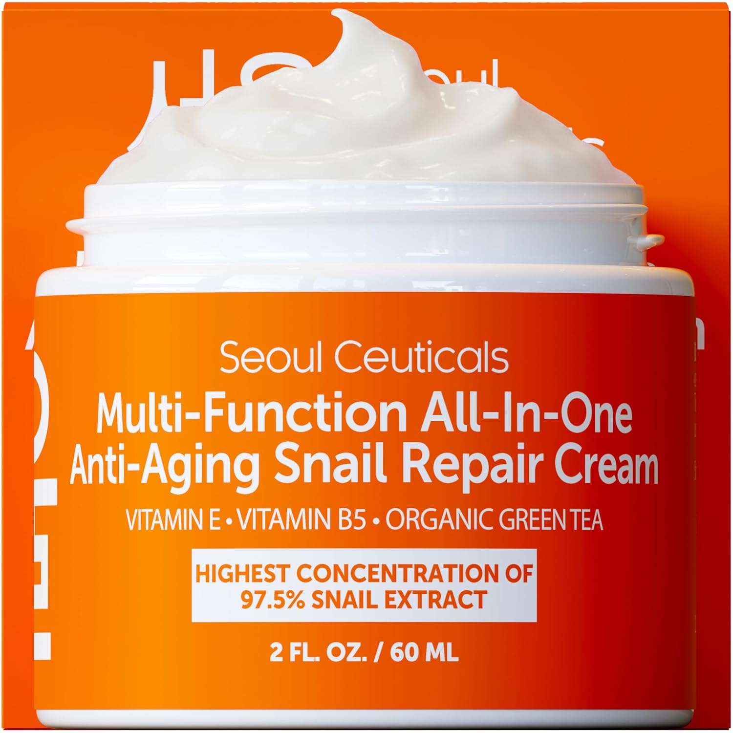SeoulCeuticals Snail Mucin Moisturizer 97.5% - Korean Skin Care Snail Repair Cream - Day & Night Anti Aging K Beauty Skincare Cruelty Free 2oz - Image 2